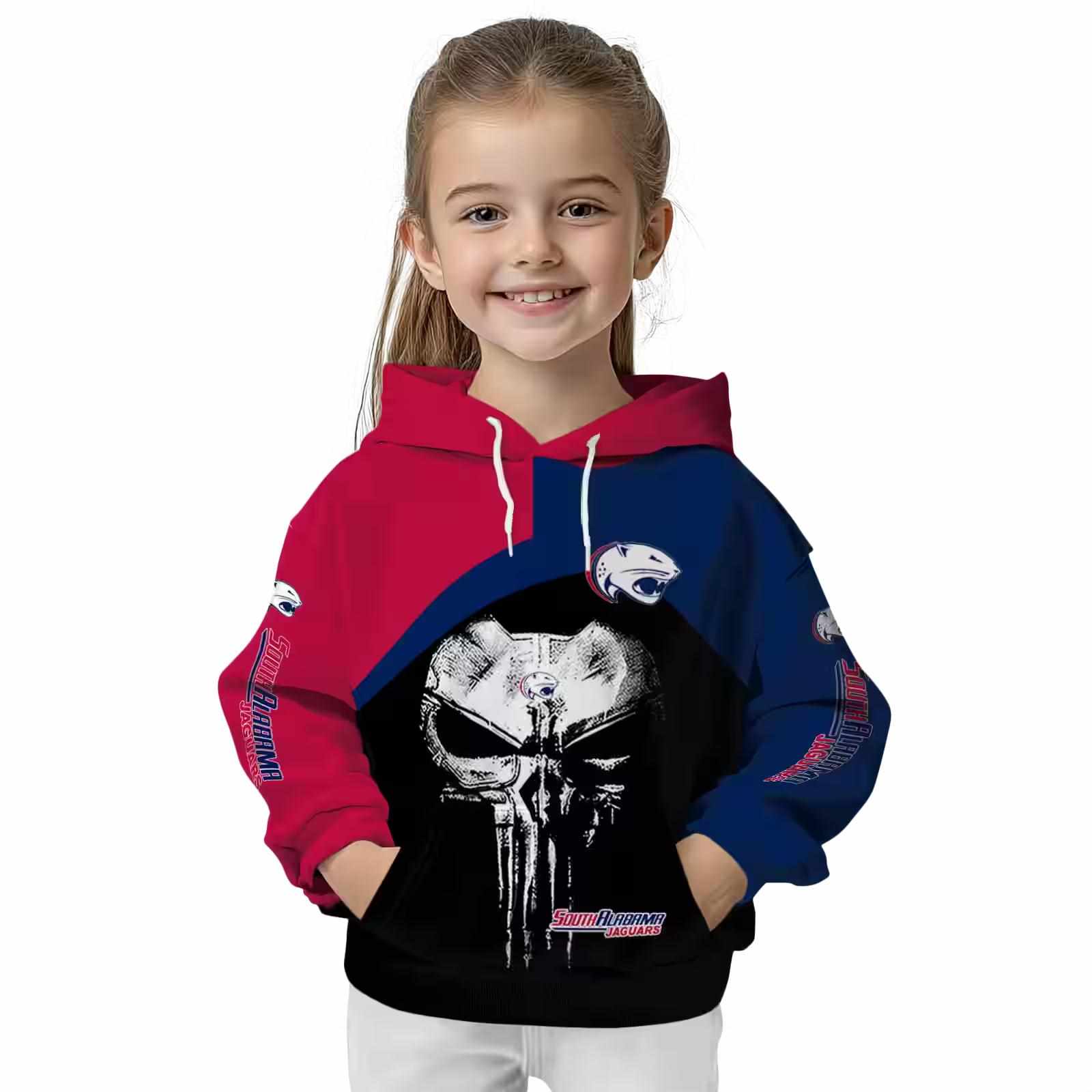 south alabama jaguars skull punisher red black hoodie top rated