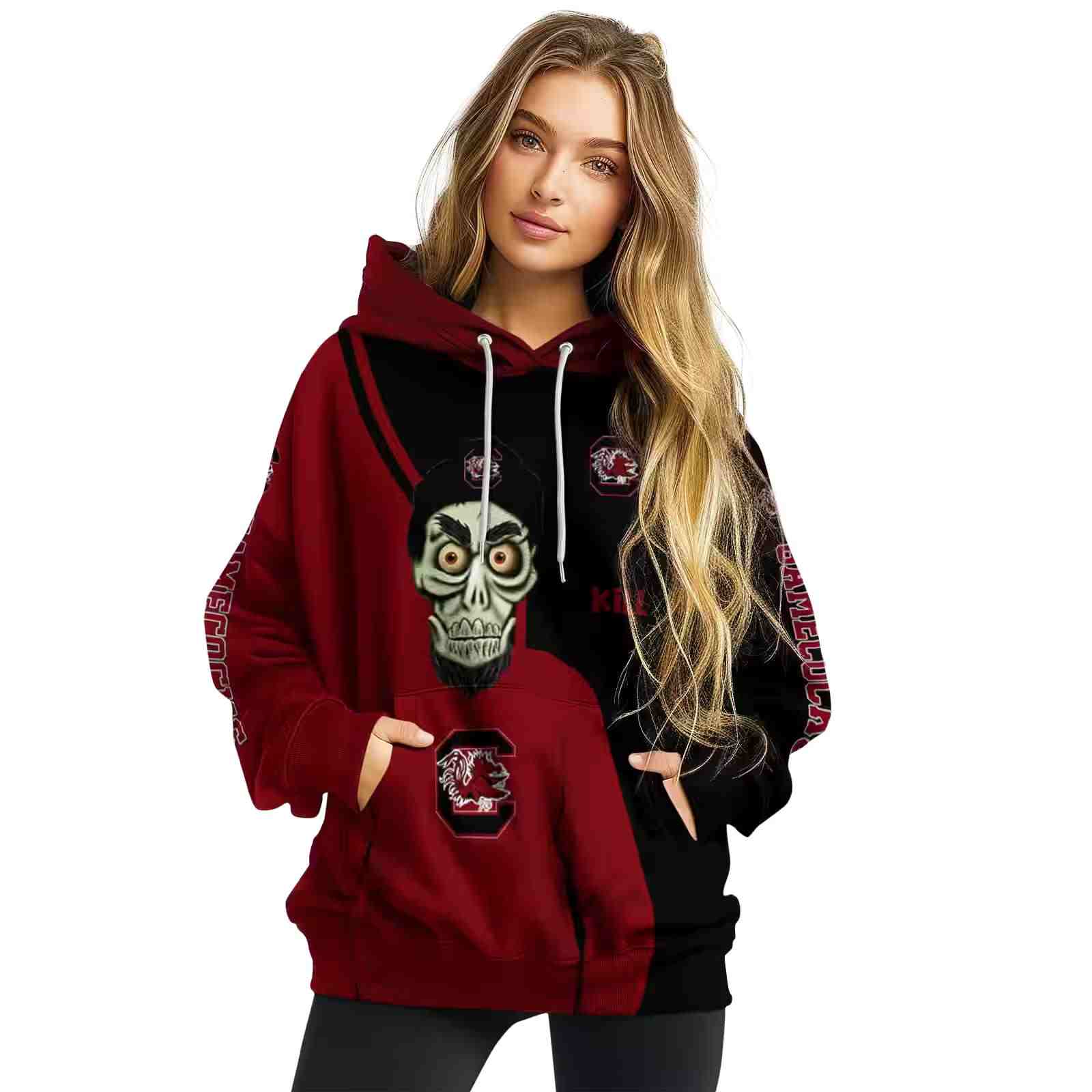 south carolina gamecocks achmed skull garnet hoodie high quality