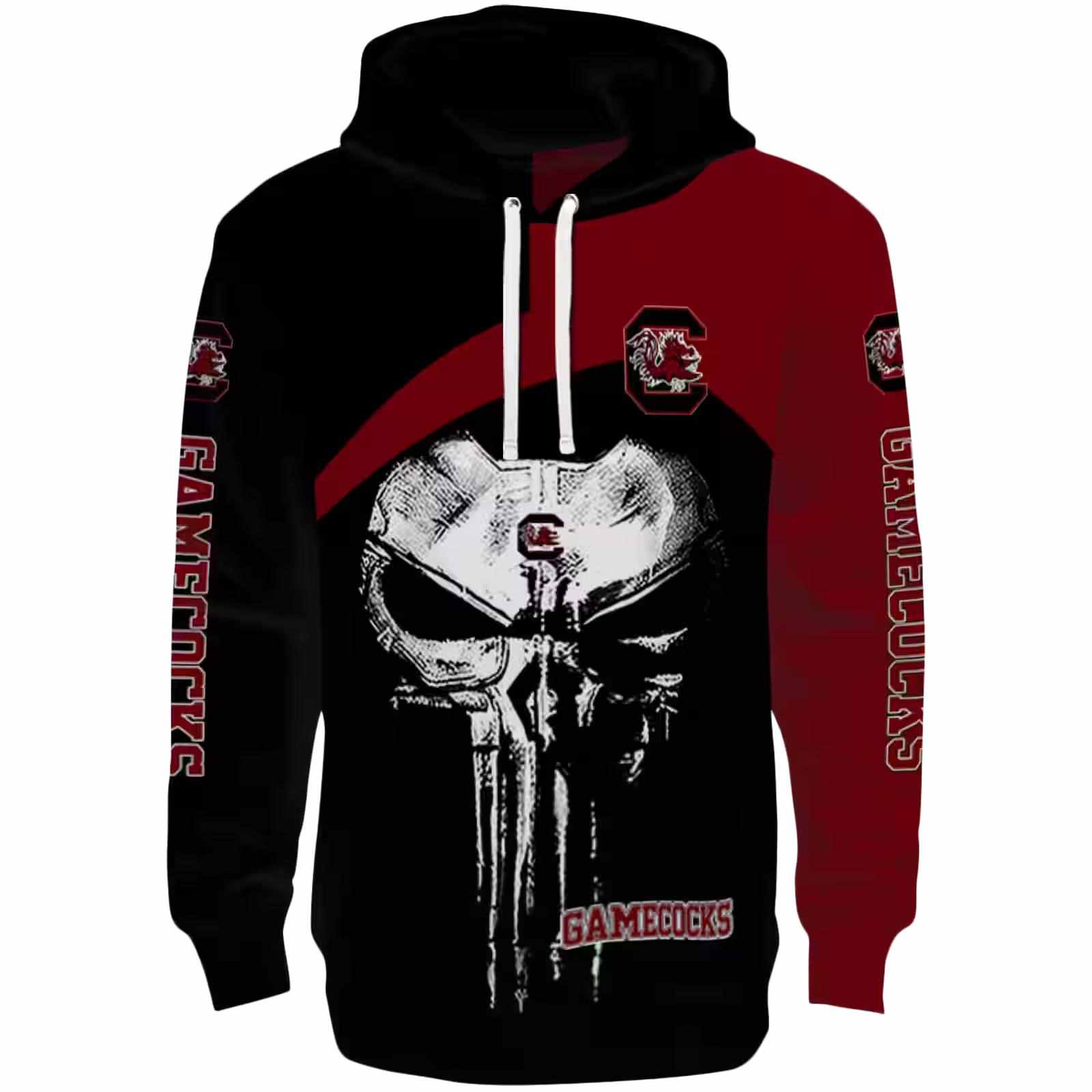 South Carolina Gamecocks Skull Punisher Black Hoodie