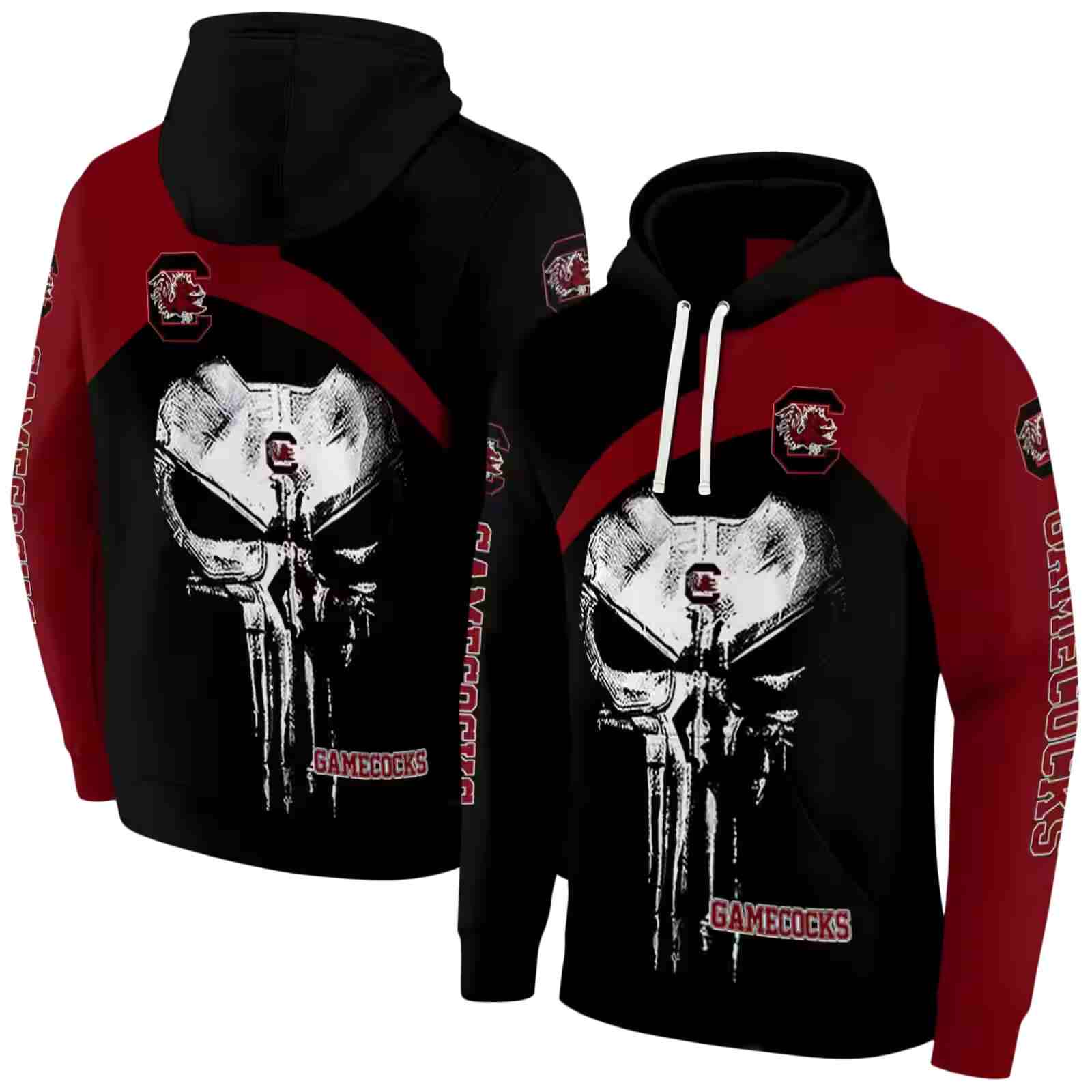 south carolina gamecocks skull punisher black hoodie fashion forward