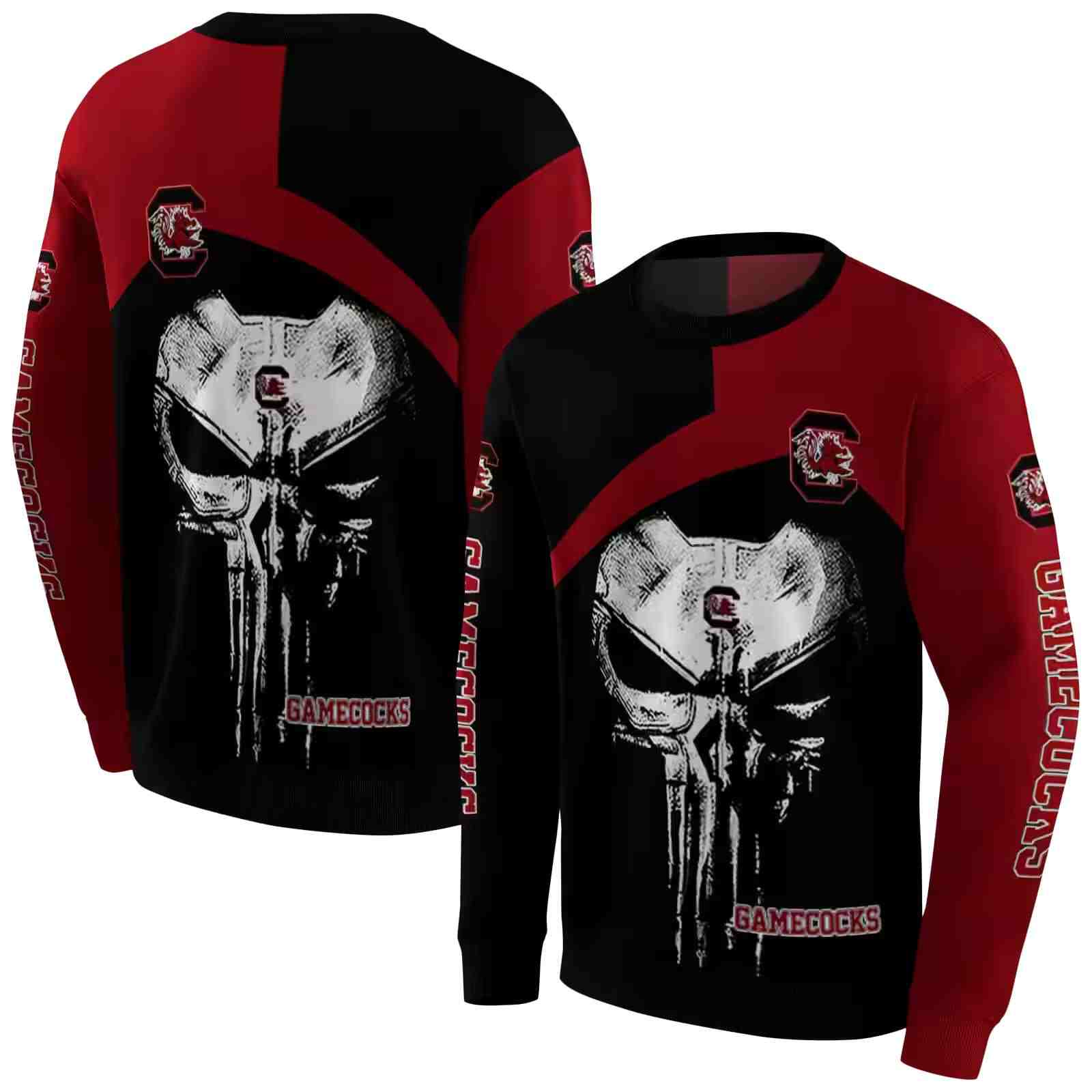 south carolina gamecocks skull punisher black hoodie premium grade