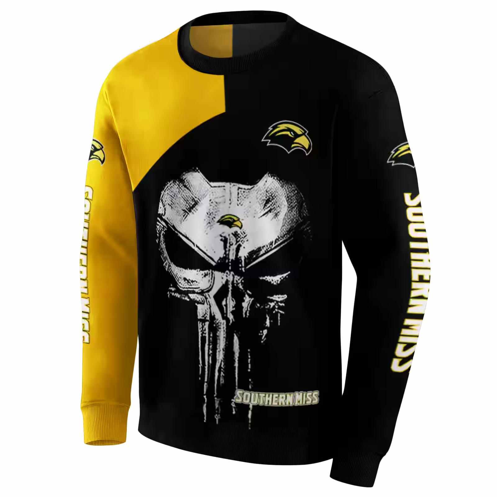 southern miss golden eagles skull punisher gold black hoodie new arrival