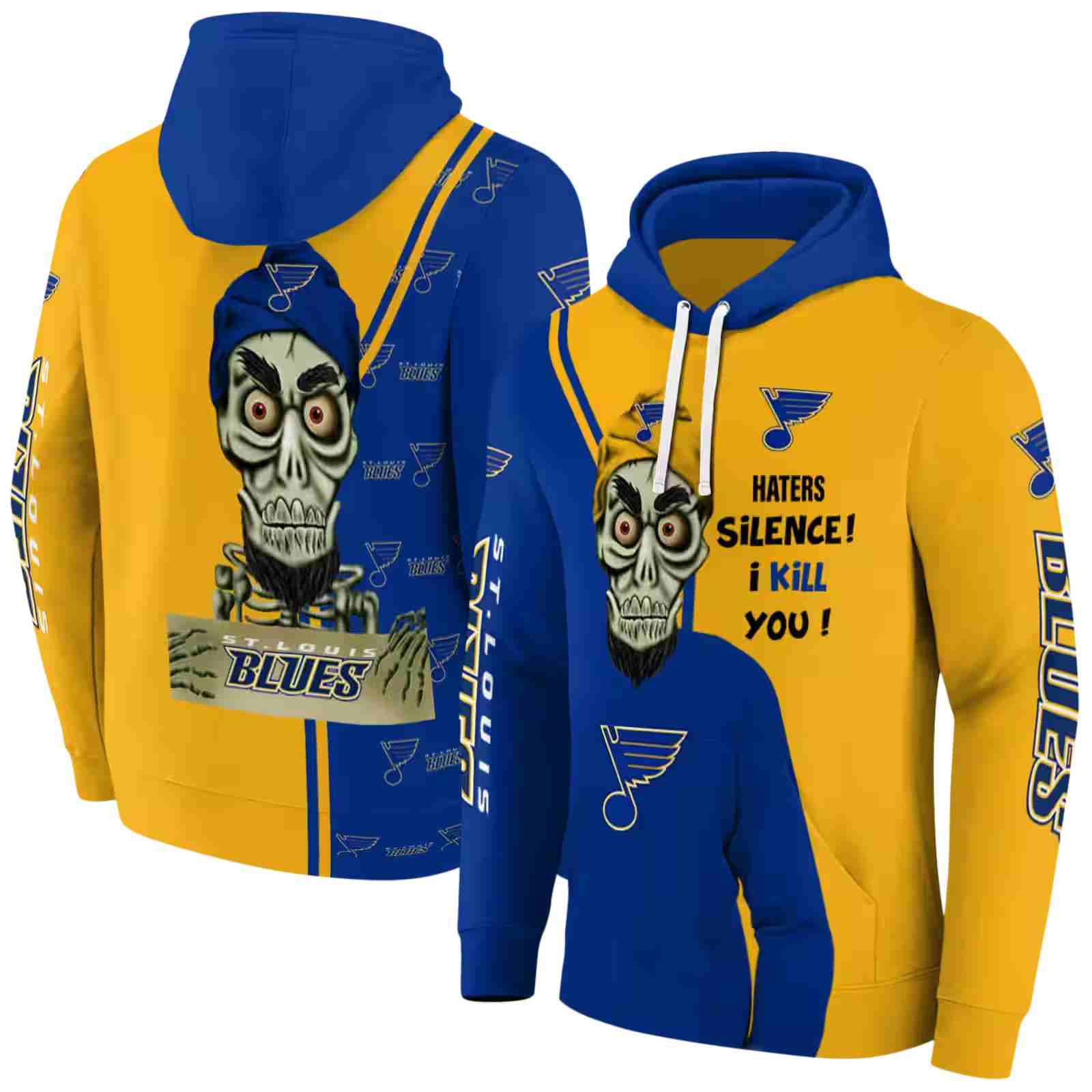 st louis blues achmed skull blue hoodie fashion forward