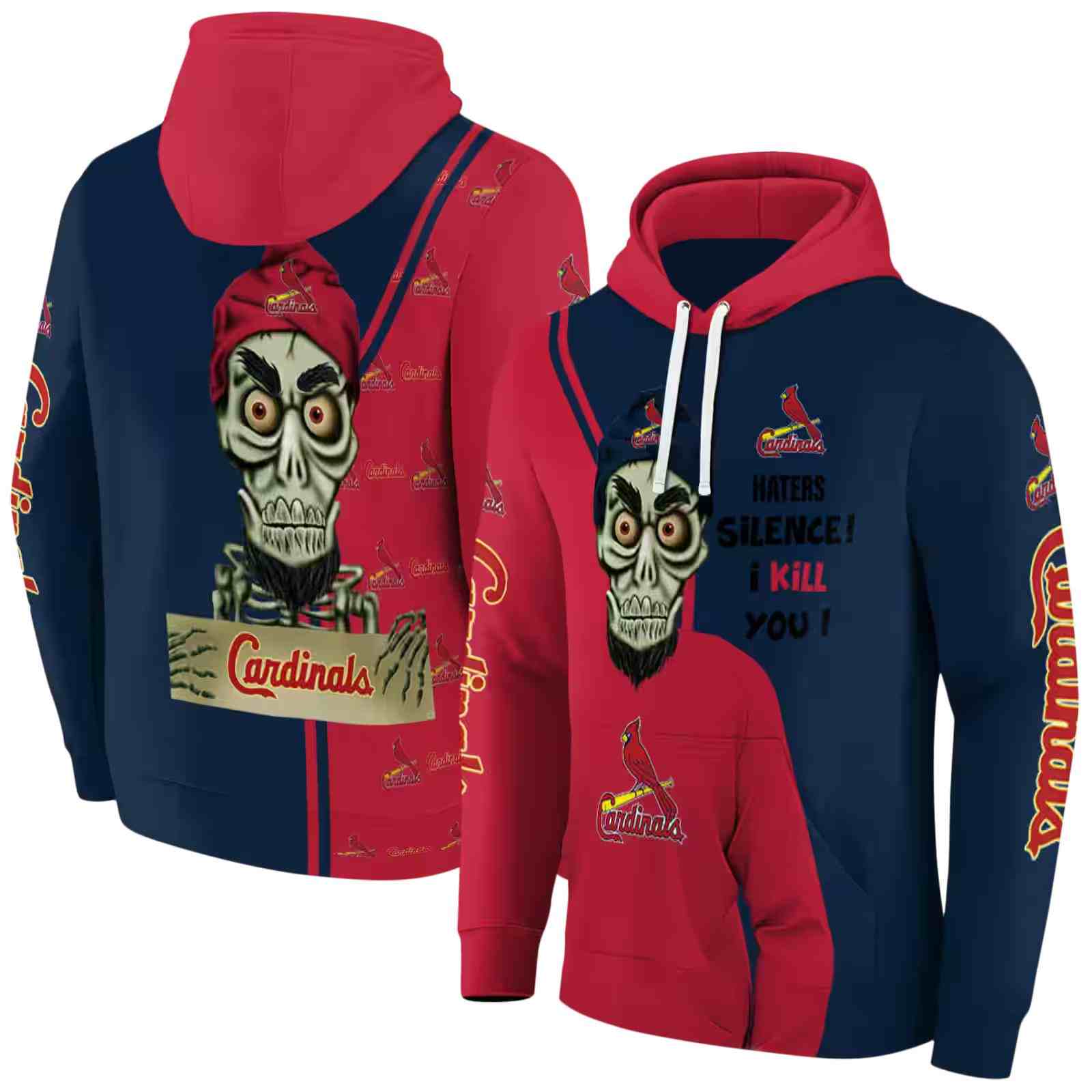 st louis cardinals achmed skull red hoodie fashion forward