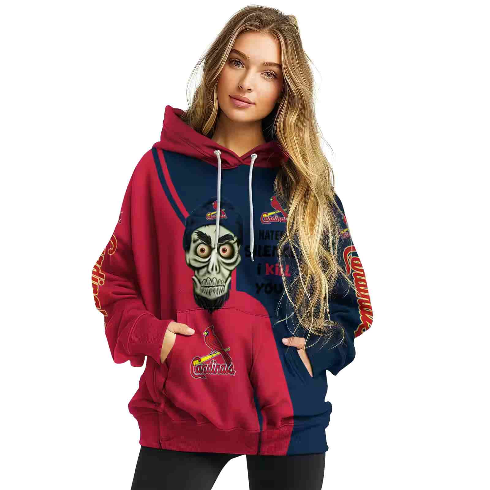 st louis cardinals achmed skull red hoodie high quality