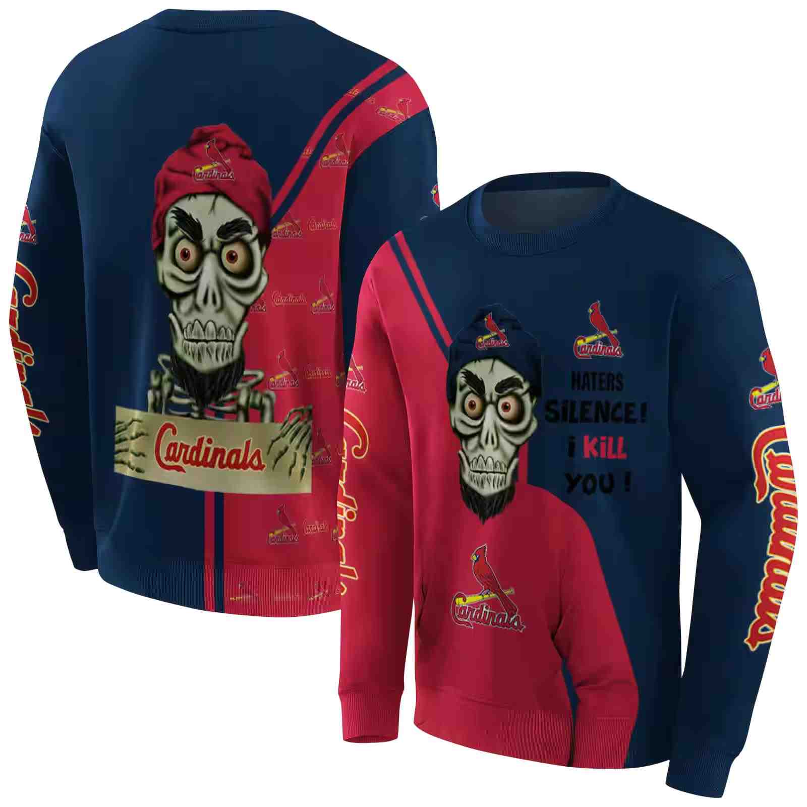 st louis cardinals achmed skull red hoodie premium grade