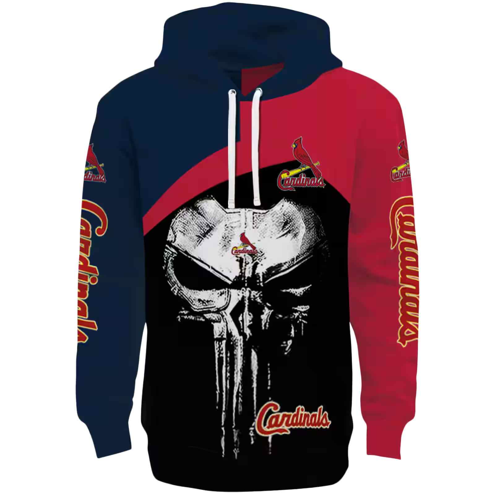 St. Louis Cardinals Skull Punisher Navy Black Hoodie