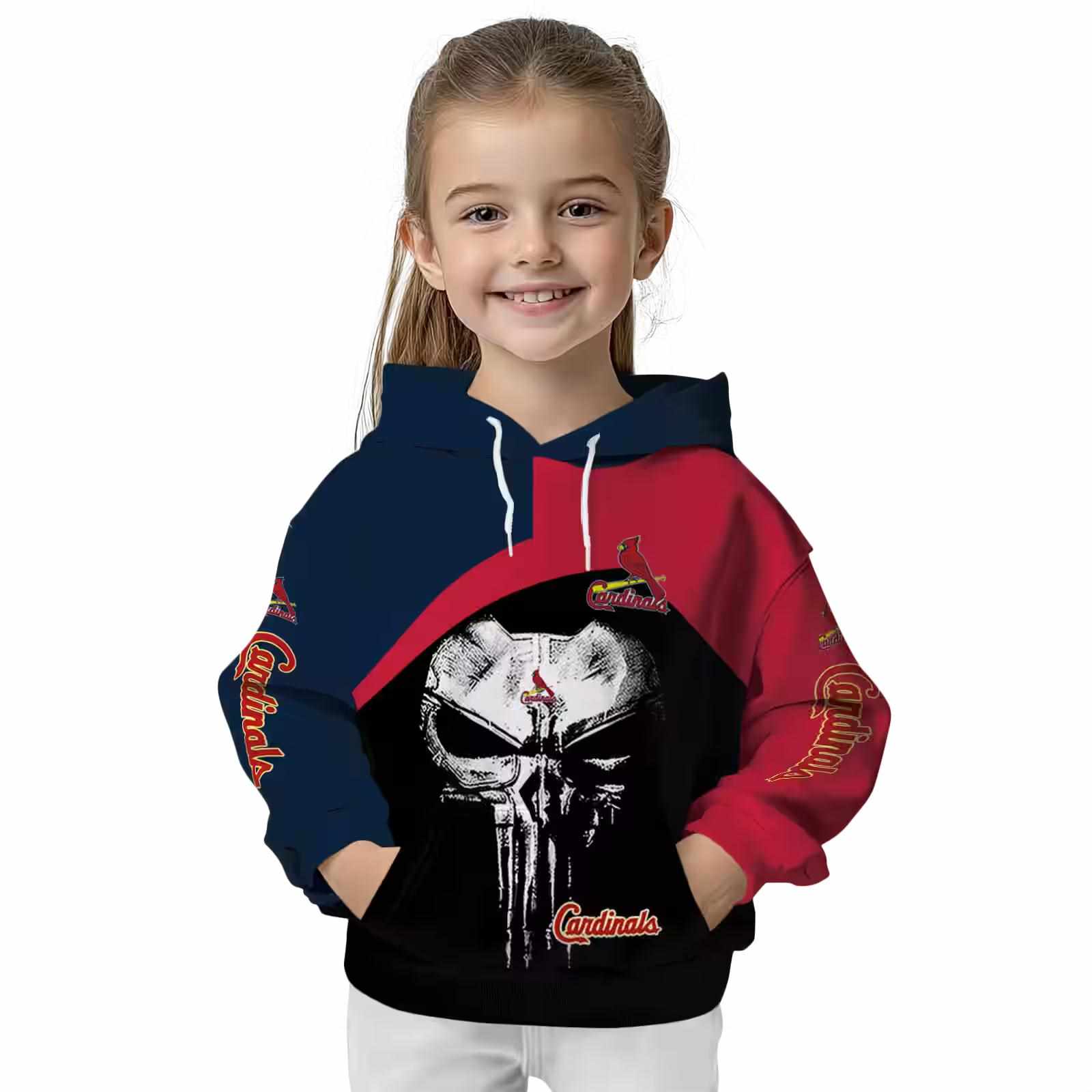 st louis cardinals skull punisher navy black hoodie top rated