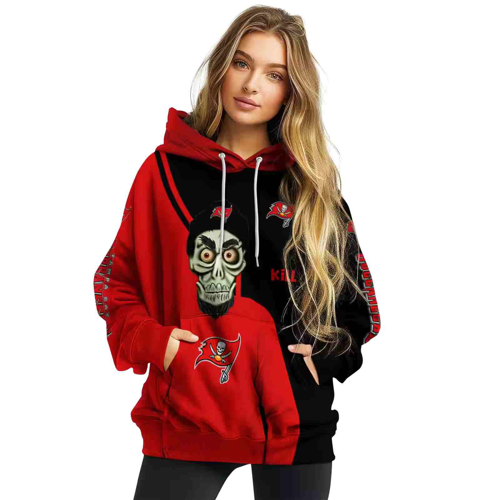 tampa bay buccaneers achmed skull red hoodie high quality