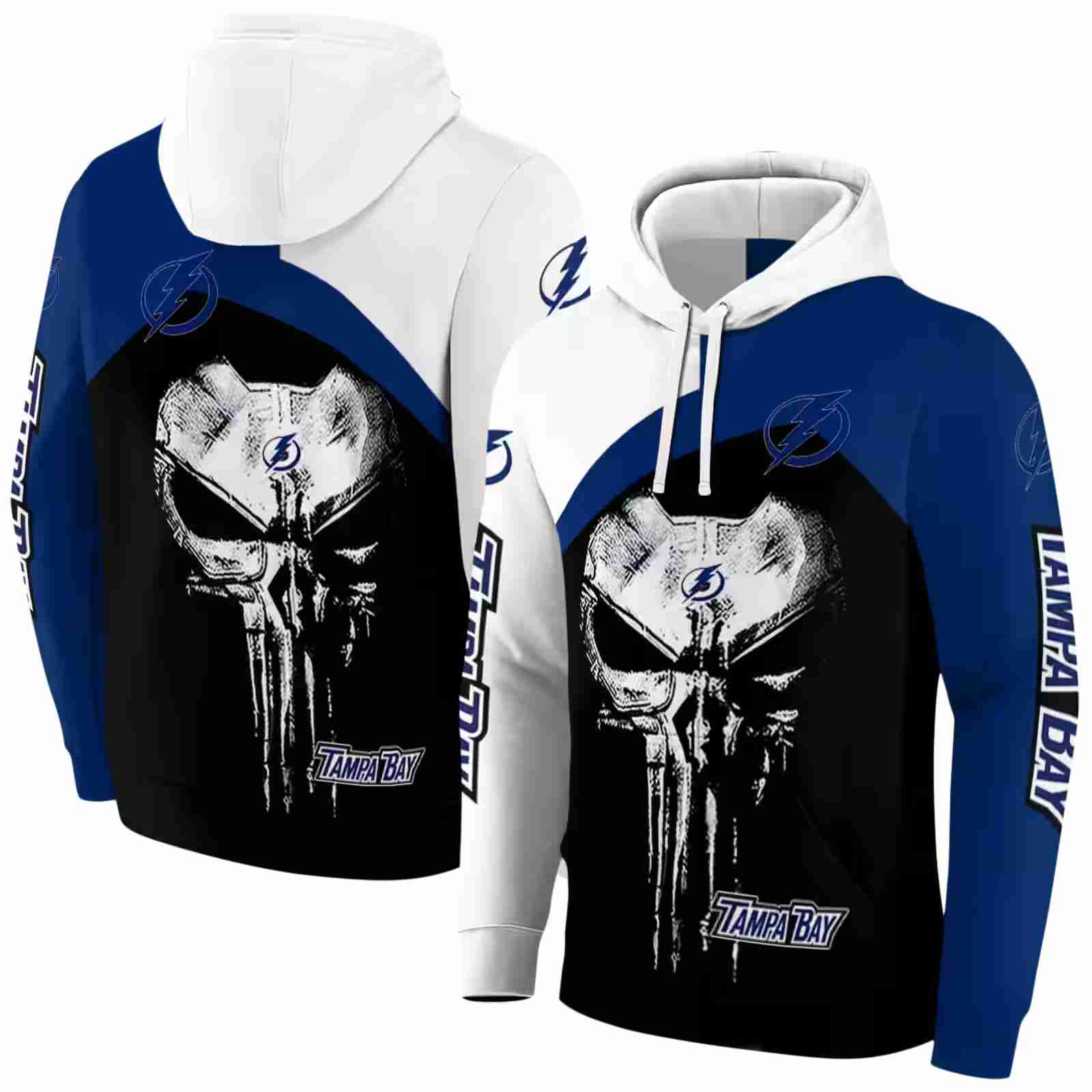 tampa bay lightning skull punisher white black hoodie fashion forward