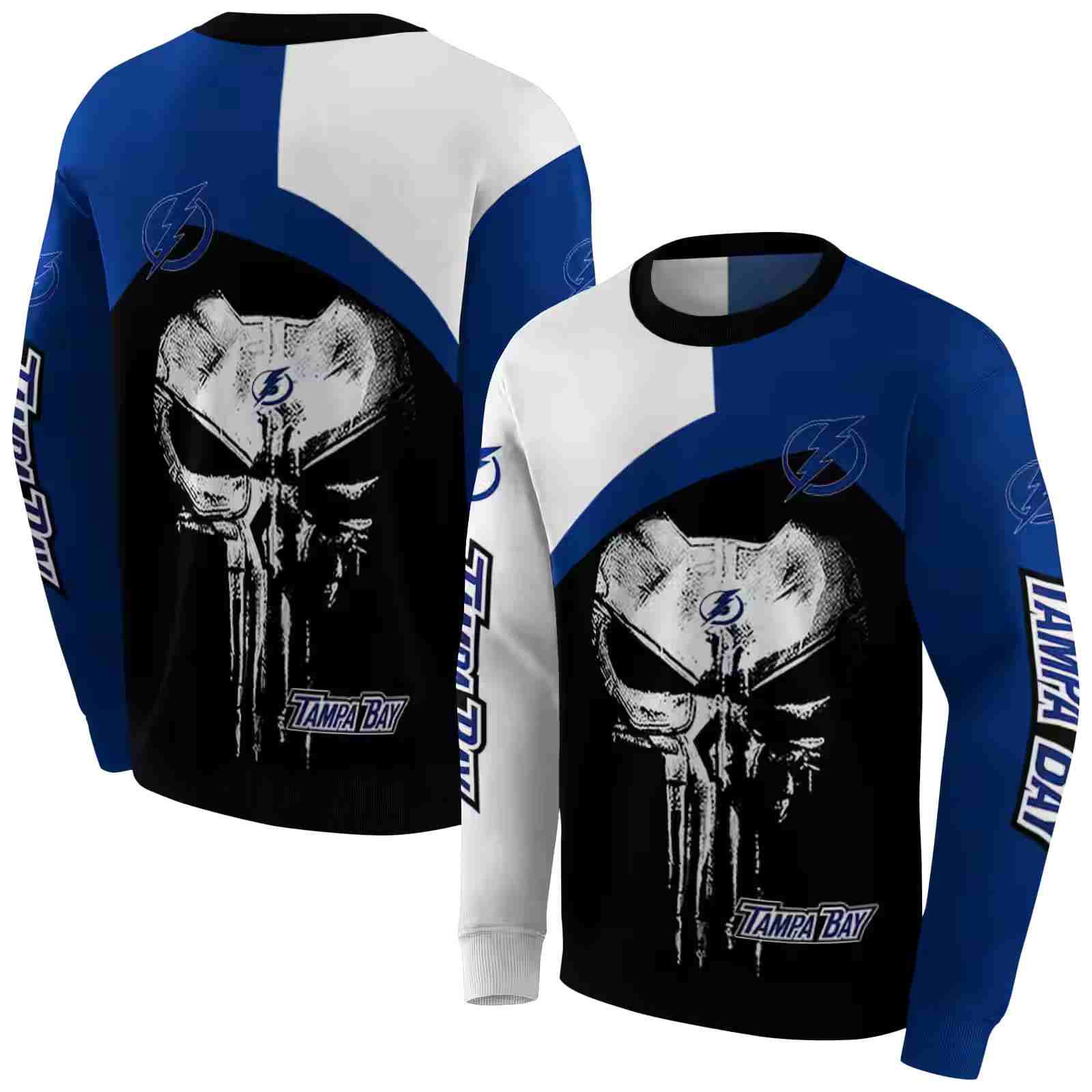 tampa bay lightning skull punisher white black hoodie premium grade