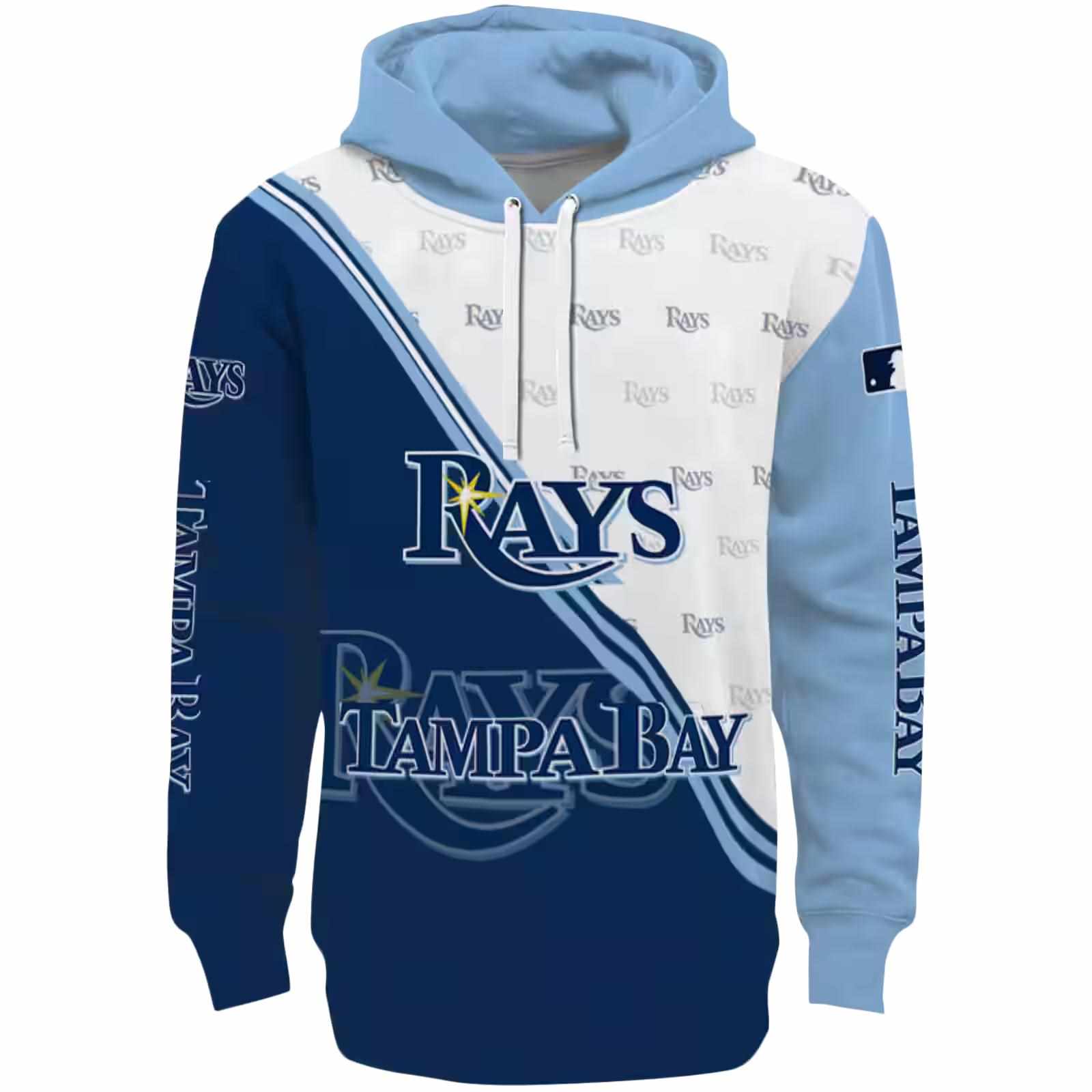 Tampa Bay Rays Diagonal Stripe Navy White Hoodie