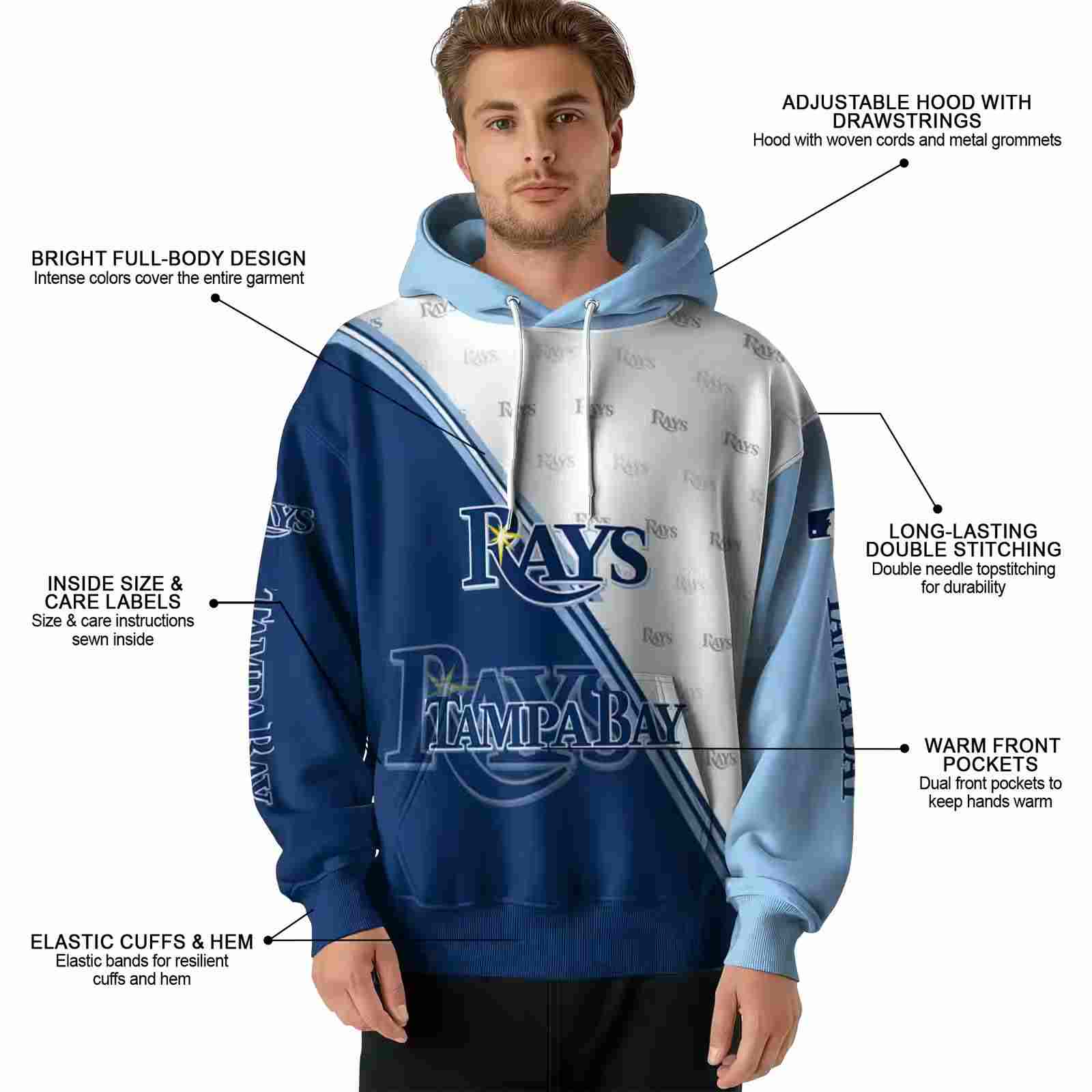 tampa bay rays diagonal stripe navy white hoodie latest model