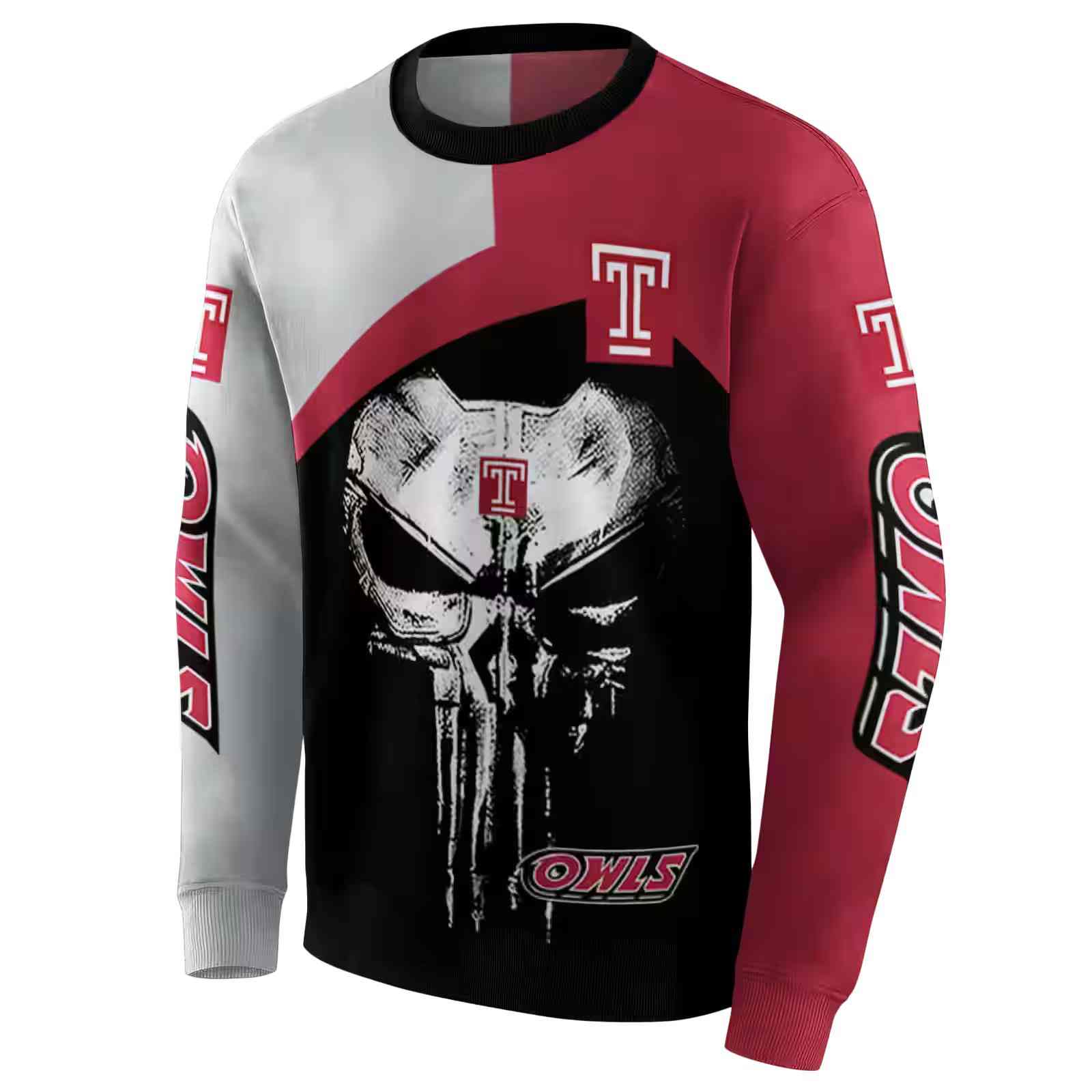 temple owls skull punisher silver black hoodie new arrival