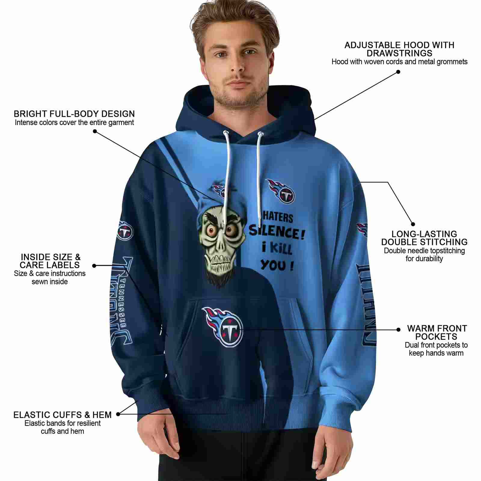 tennessee titans achmed skull navy hoodie latest model