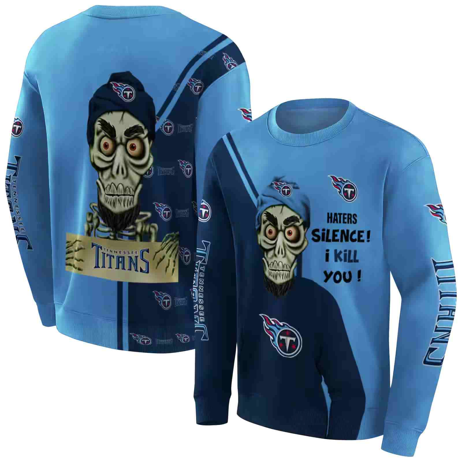 tennessee titans achmed skull navy hoodie premium grade