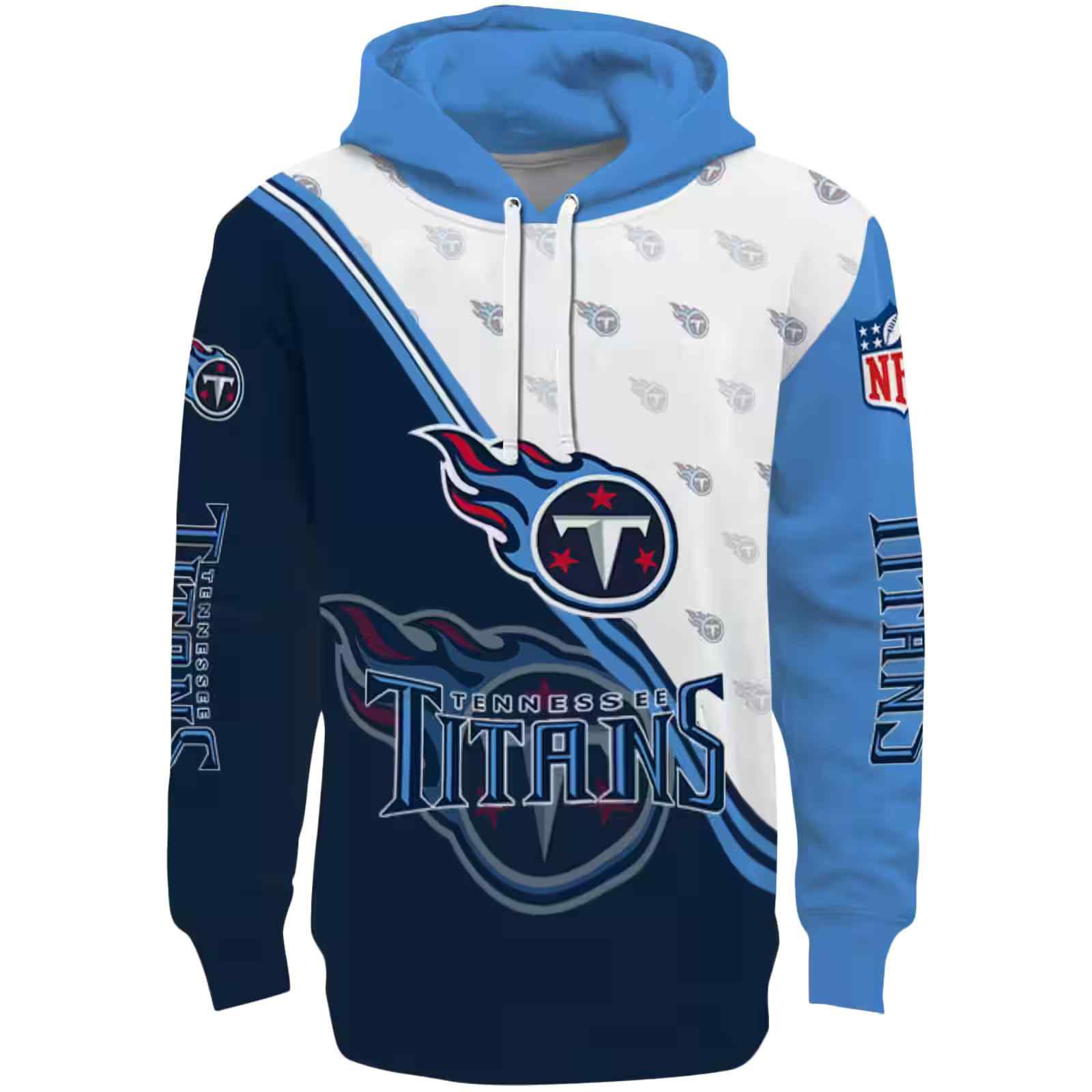 Tennessee Titans Diagonal Stripe Navy White Hoodie