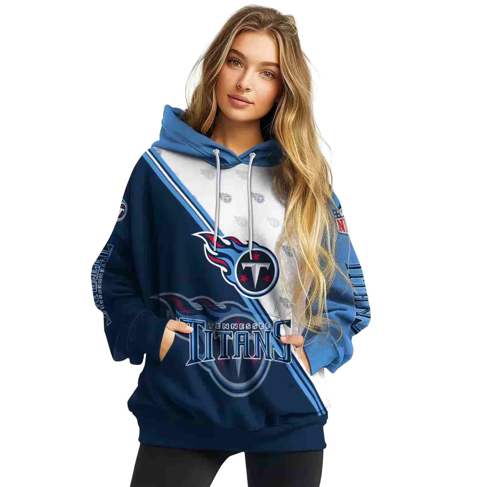 tennessee titans diagonal stripe navy white hoodie high quality