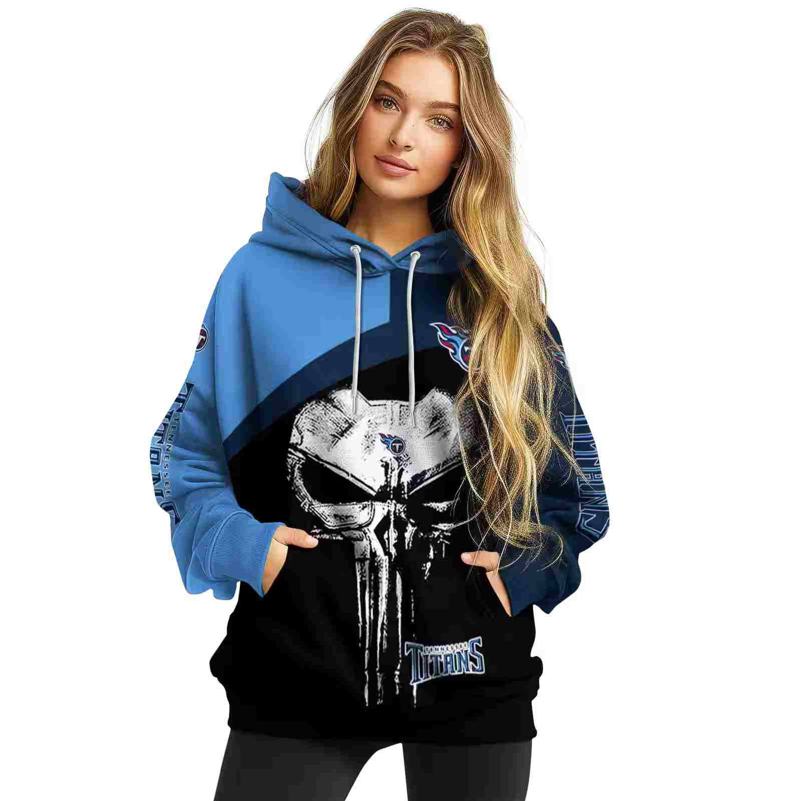 tennessee titans skull punisher blue black hoodie high quality