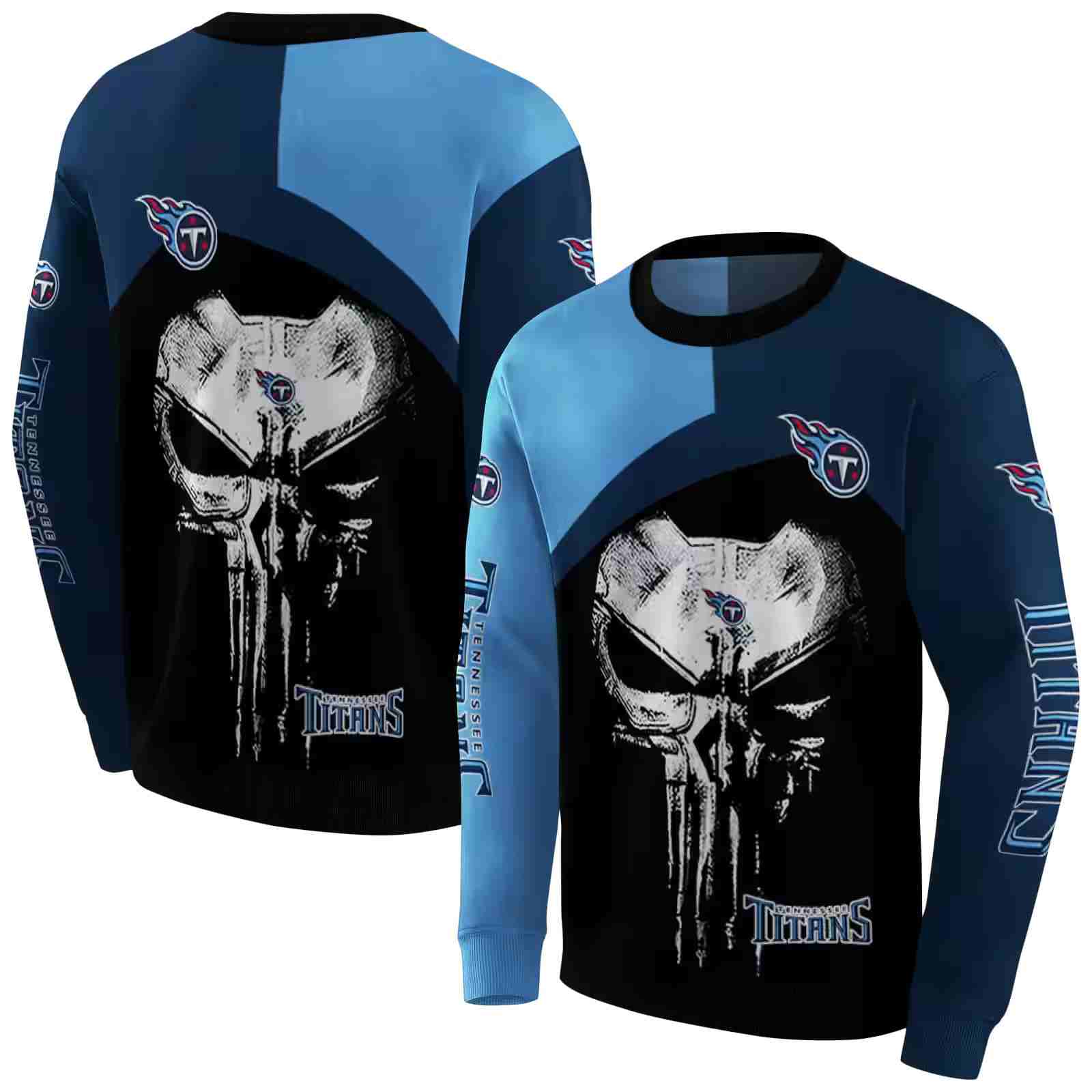 tennessee titans skull punisher blue black hoodie premium grade