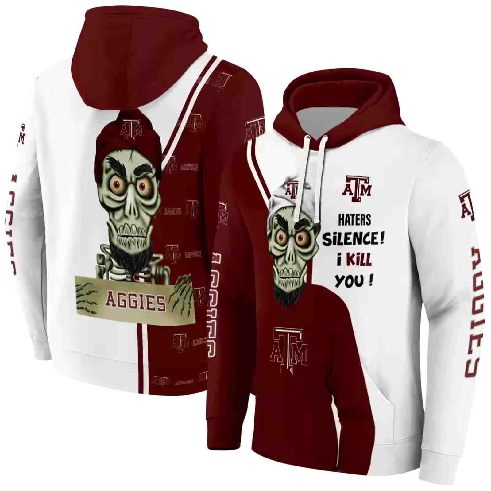 texas am aggies achmed skull maroon hoodie fashion forward