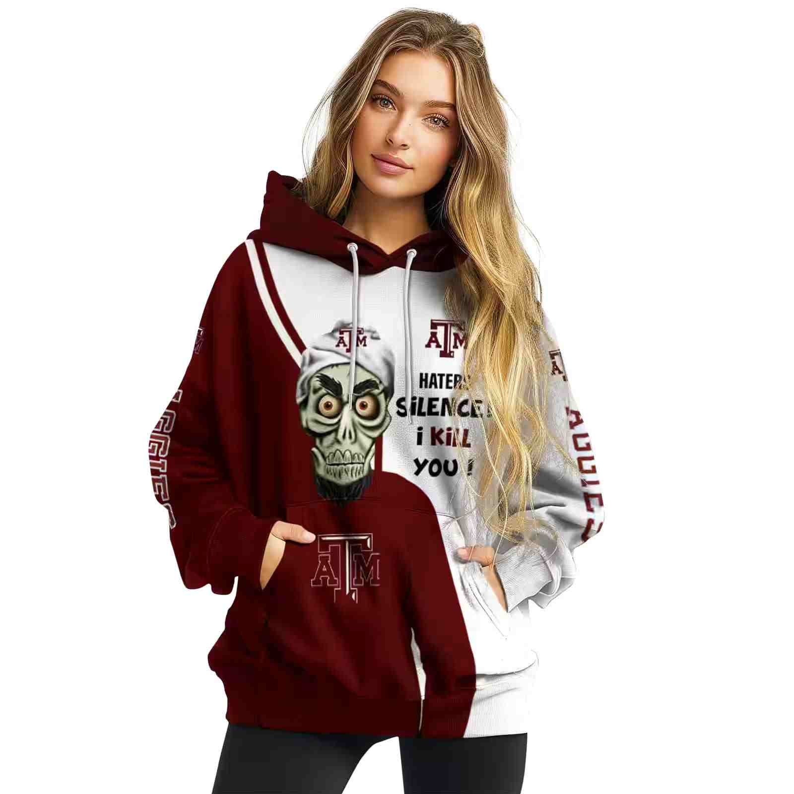 texas am aggies achmed skull maroon hoodie high quality