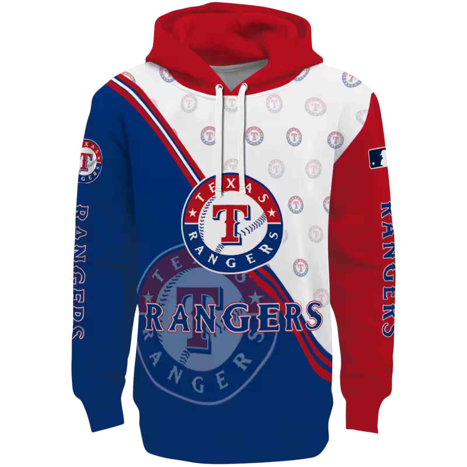 Texas Rangers Diagonal Stripe Blue White Hoodie