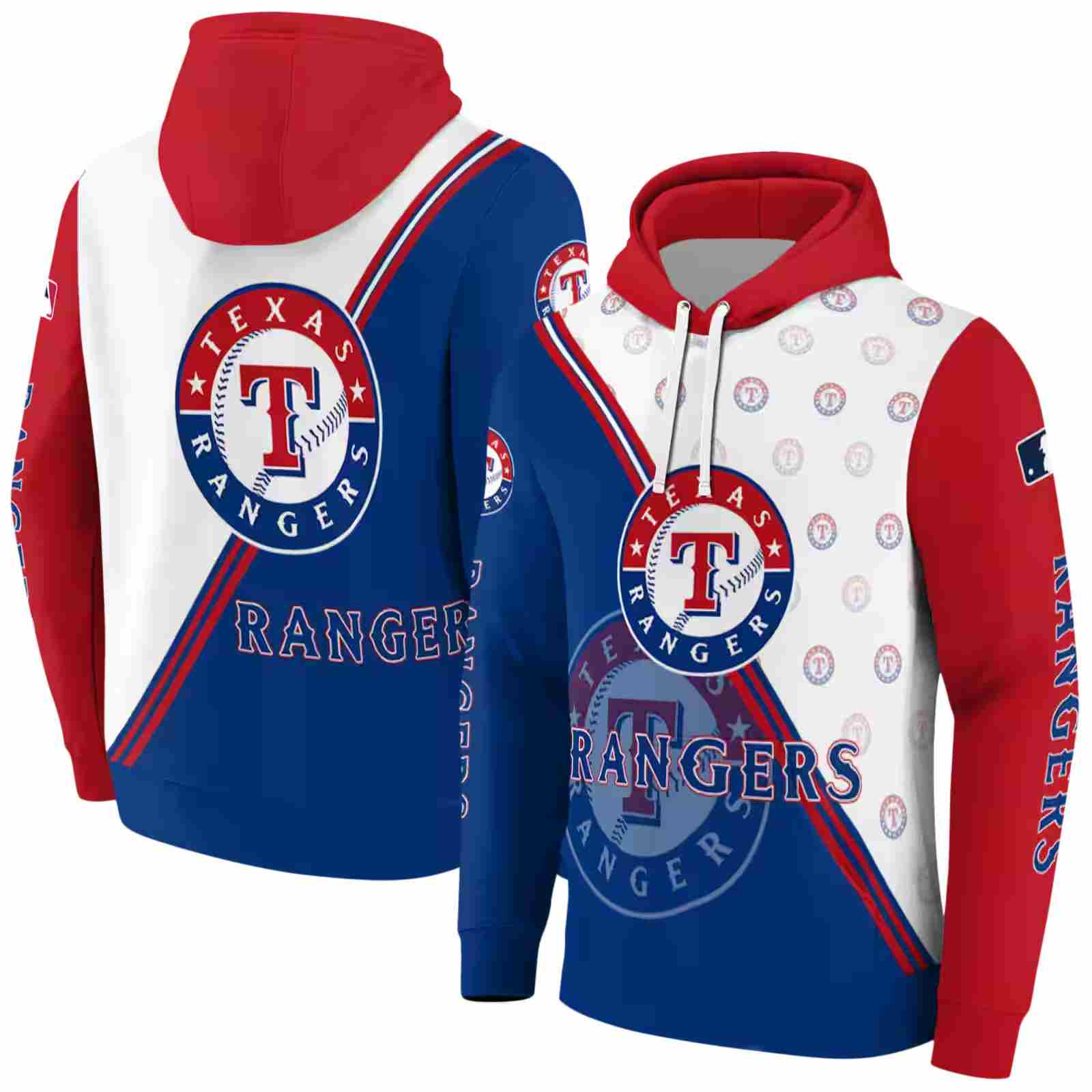 texas rangers diagonal stripe blue white hoodie fashion forward