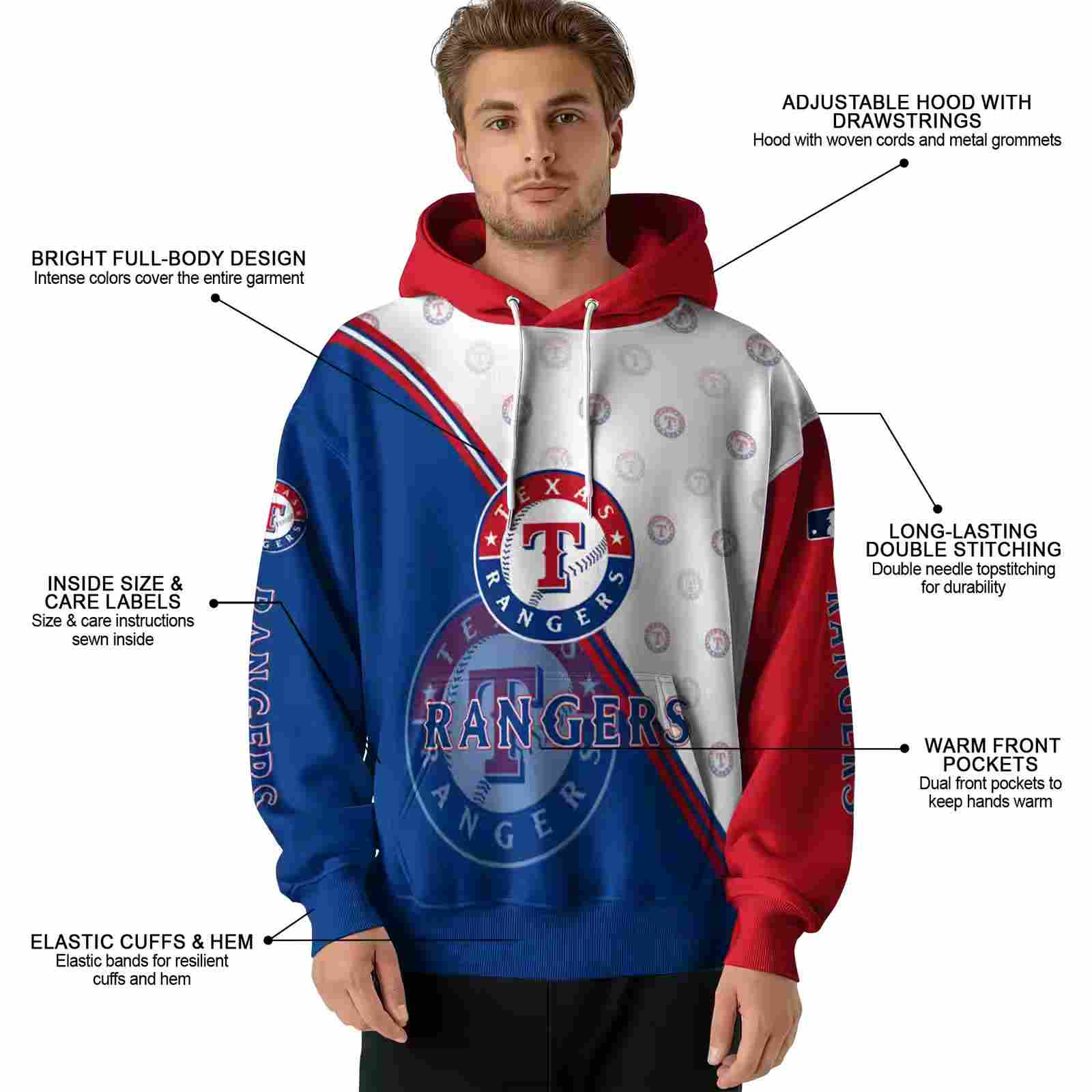 texas rangers diagonal stripe blue white hoodie latest model