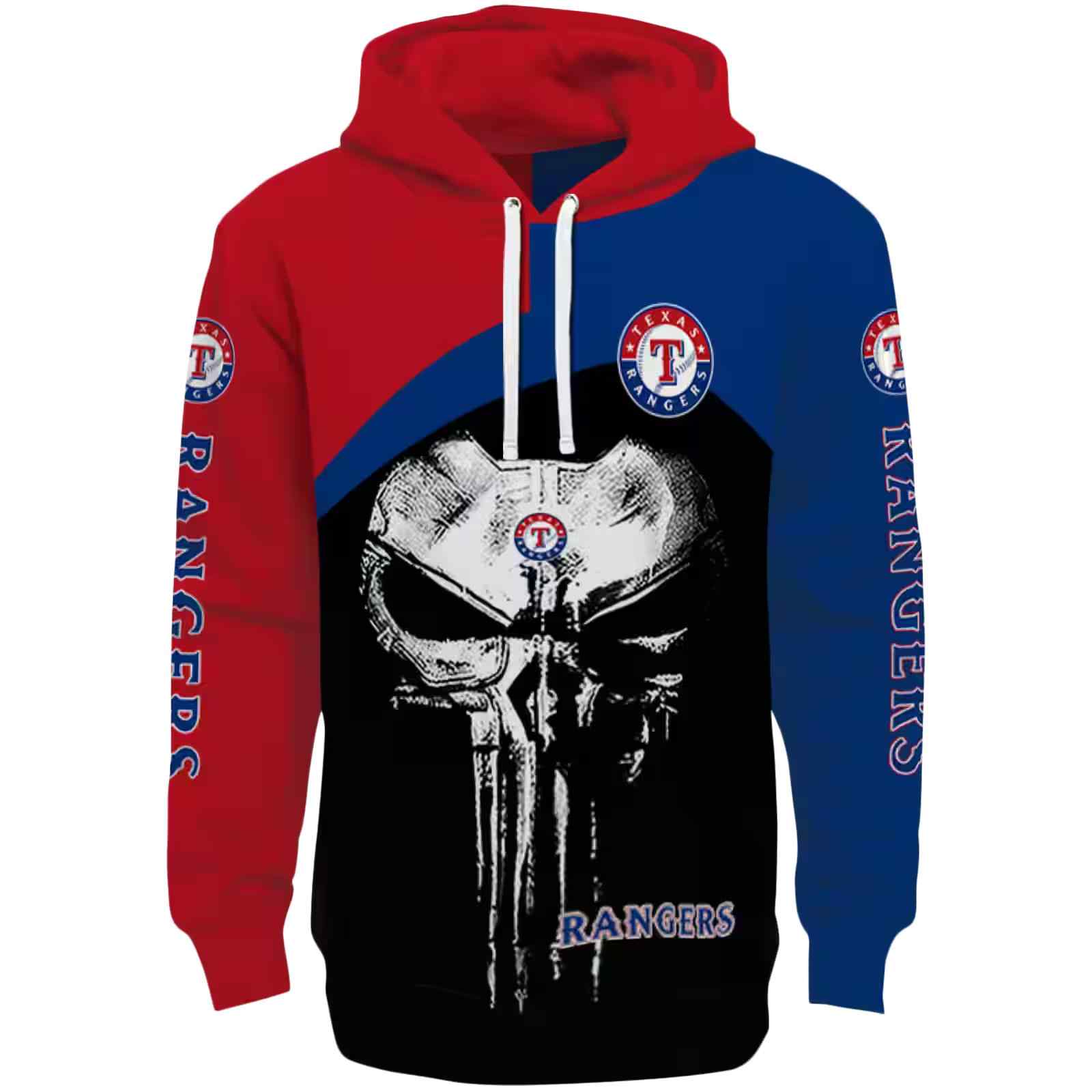 Texas Rangers Skull Punisher Red Black Hoodie