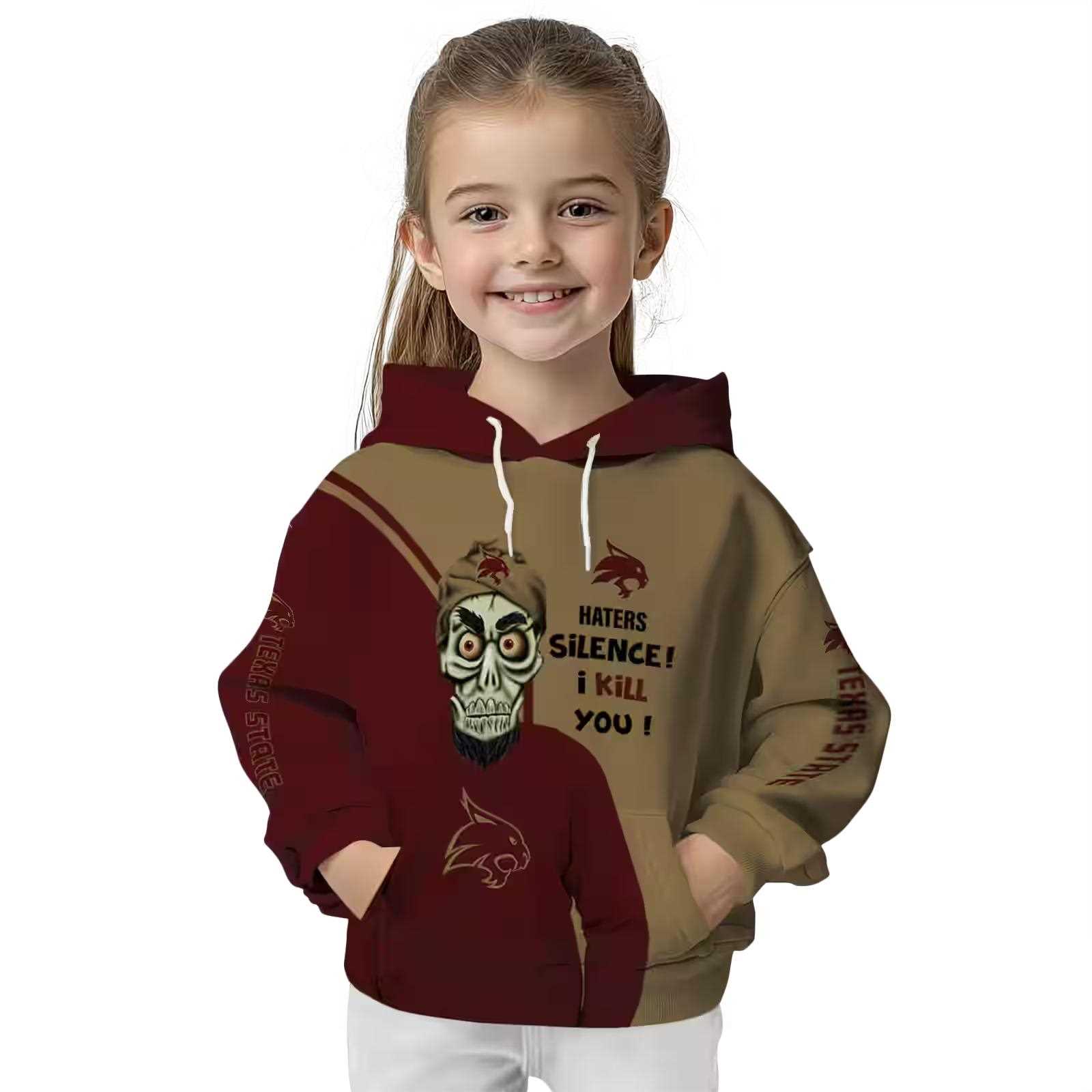 texas state bobcats achmed skull maroon hoodie top rated