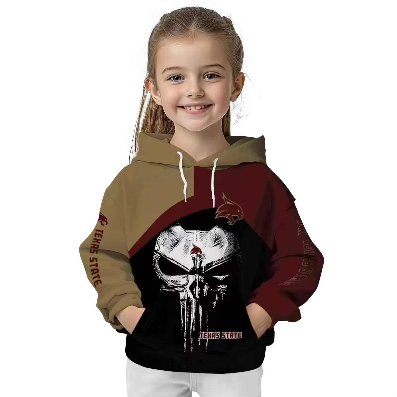 texas state bobcats skull punisher gold black hoodie top rated