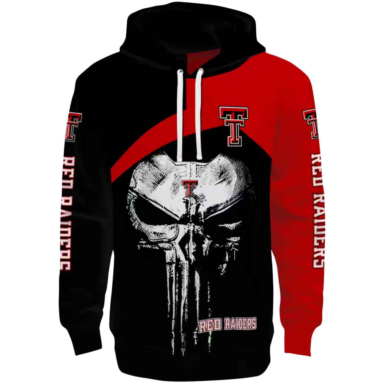 Texas Tech Red Raiders Skull Punisher Black Hoodie
