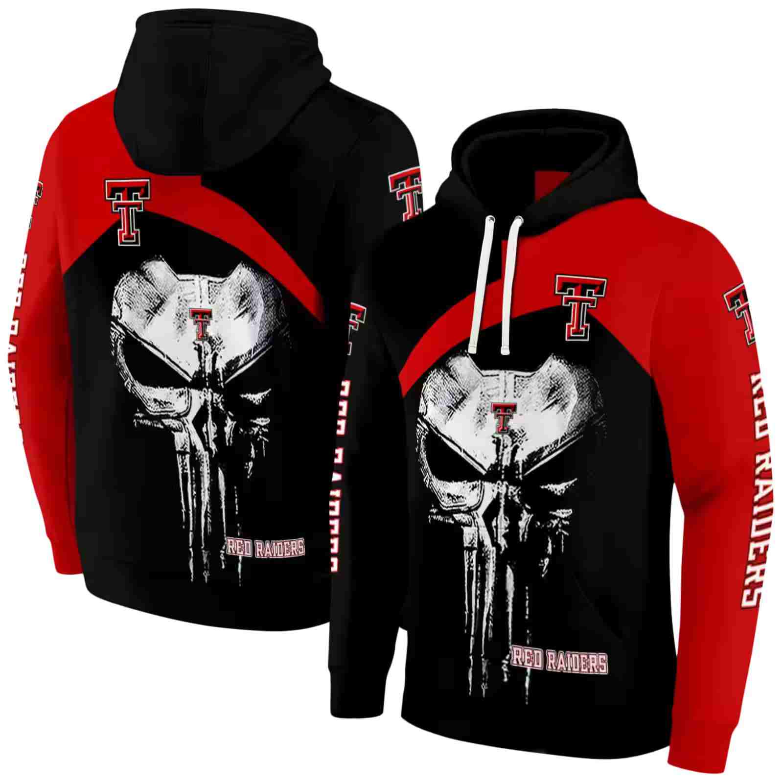 texas tech red raiders skull punisher black hoodie fashion forward
