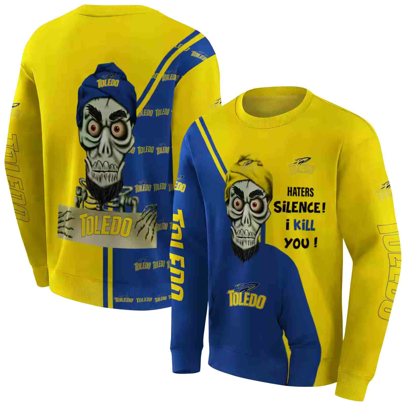 toledo rockets achmed skull blue hoodie premium grade