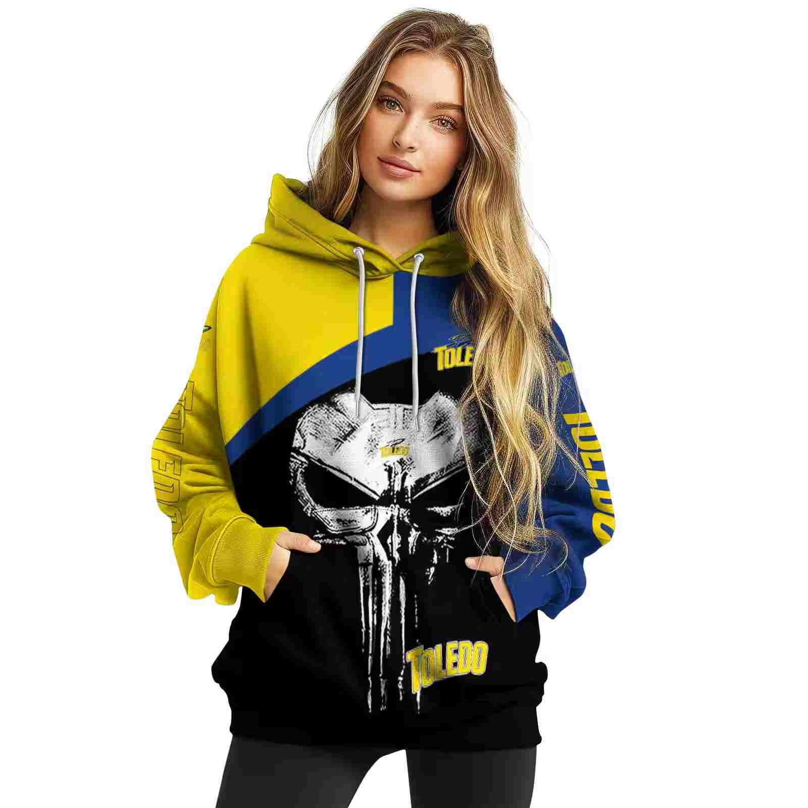 toledo rockets skull punisher gold black hoodie high quality