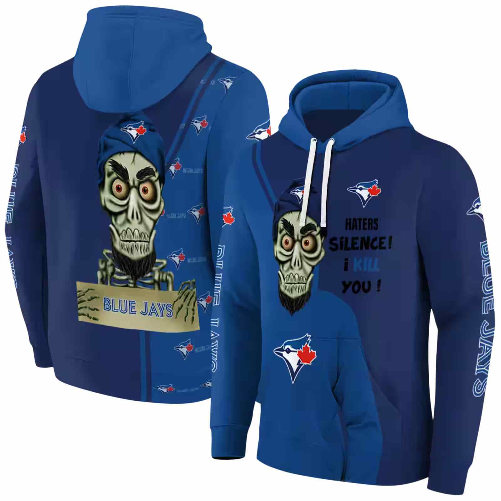 toronto blue jays achmed skull blue hoodie fashion forward