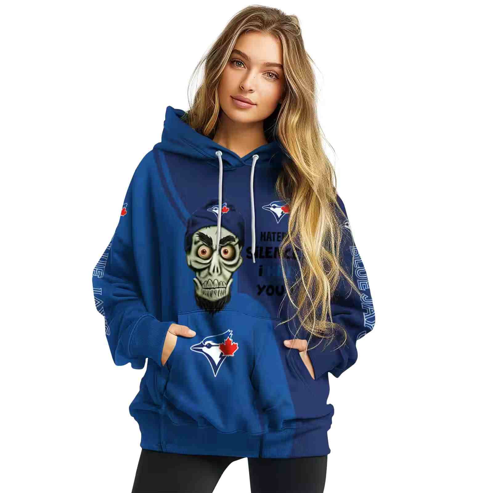 toronto blue jays achmed skull blue hoodie high quality