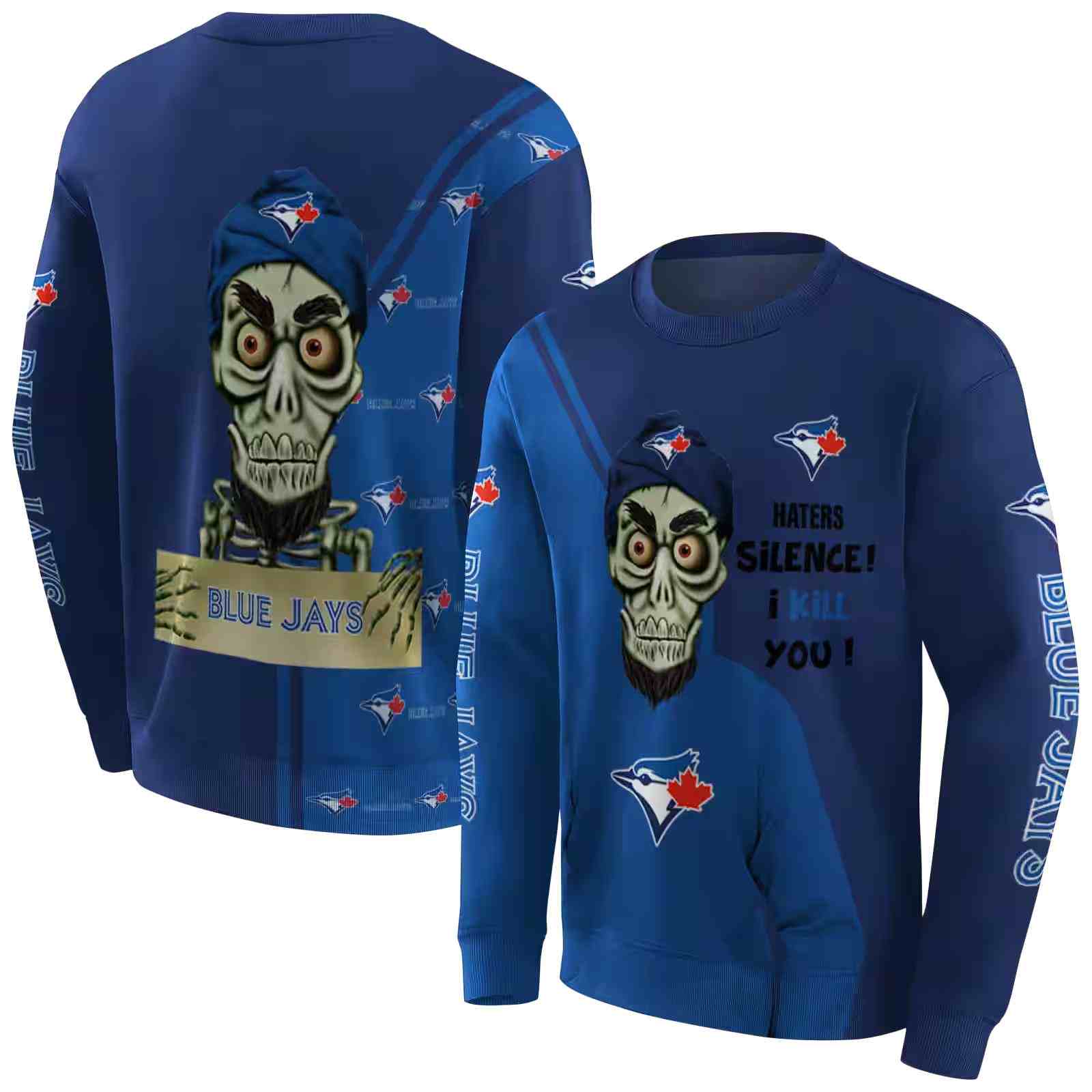 toronto blue jays achmed skull blue hoodie premium grade