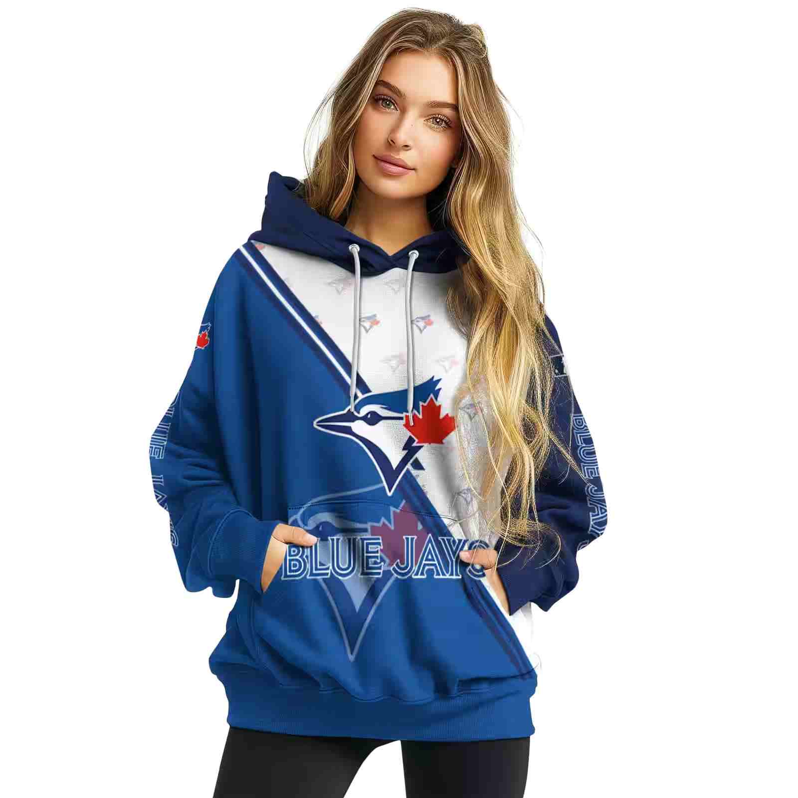 toronto blue jays diagonal stripe blue white hoodie high quality