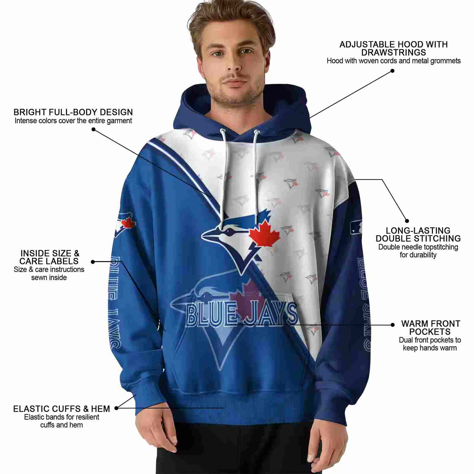 toronto blue jays diagonal stripe blue white hoodie latest model