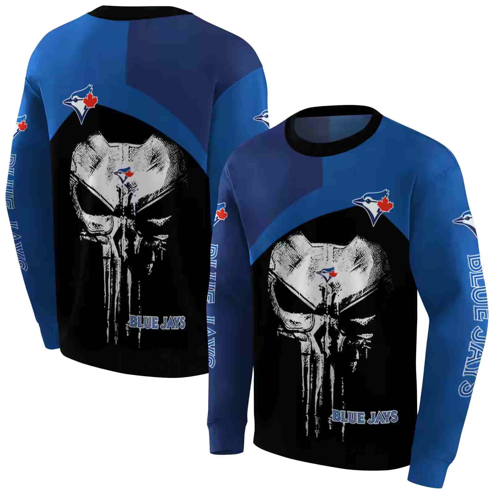 toronto blue jays skull punisher navy black hoodie premium grade