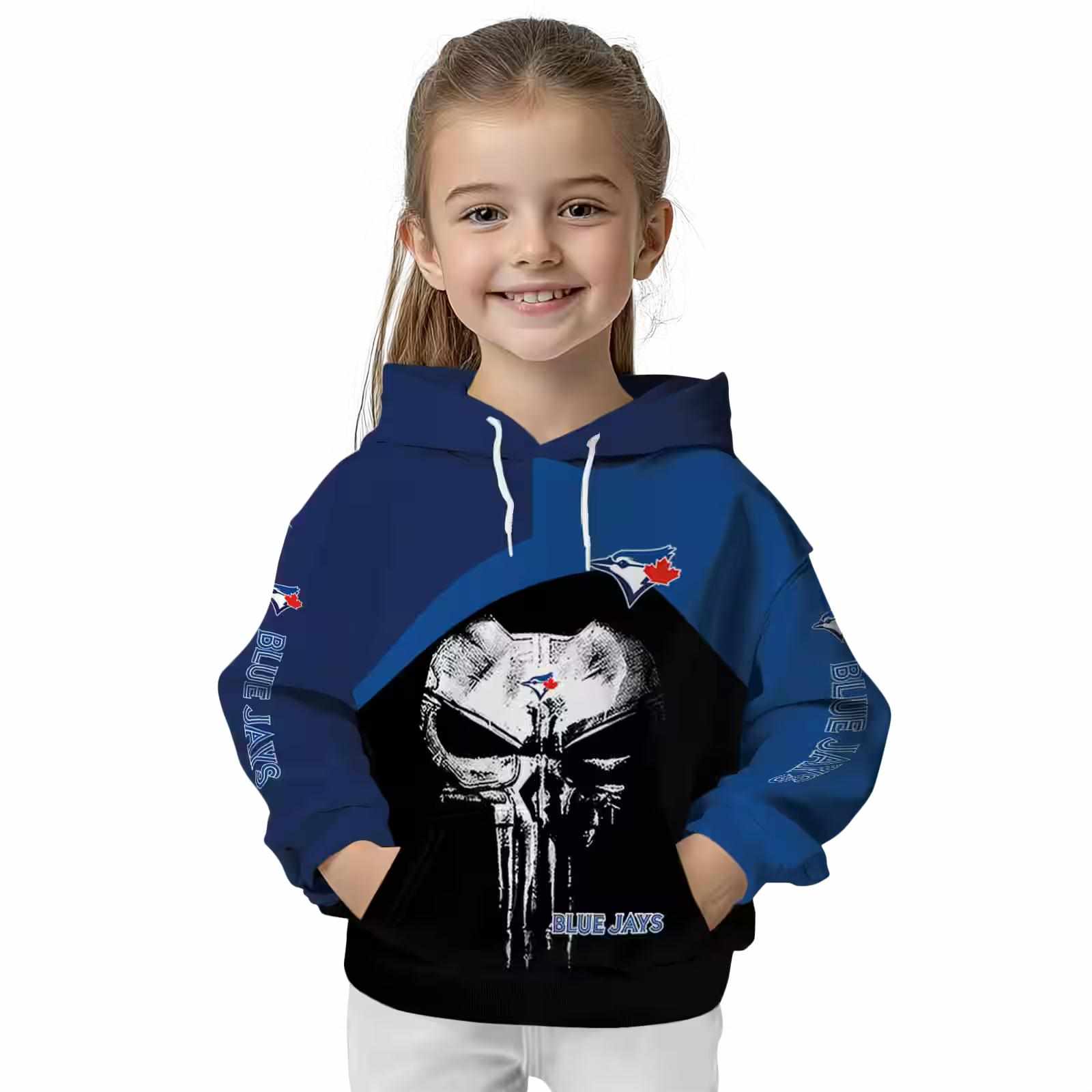 toronto blue jays skull punisher navy black hoodie top rated