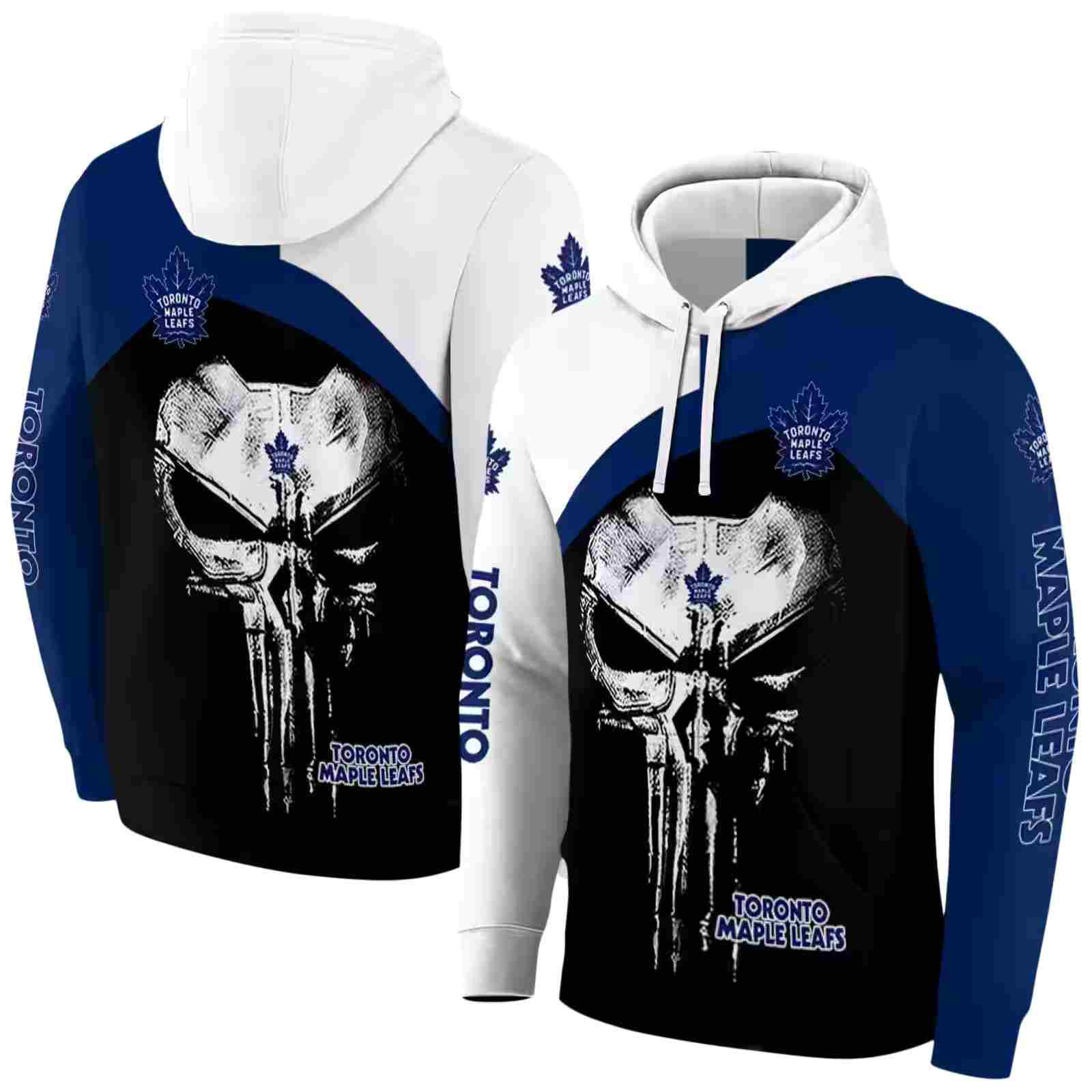 toronto maple leafs skull punisher white black hoodie fashion forward