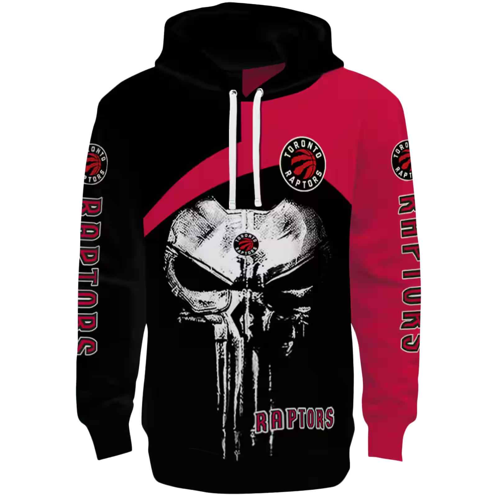 Toronto Raptors Skull Punisher Black Hoodie