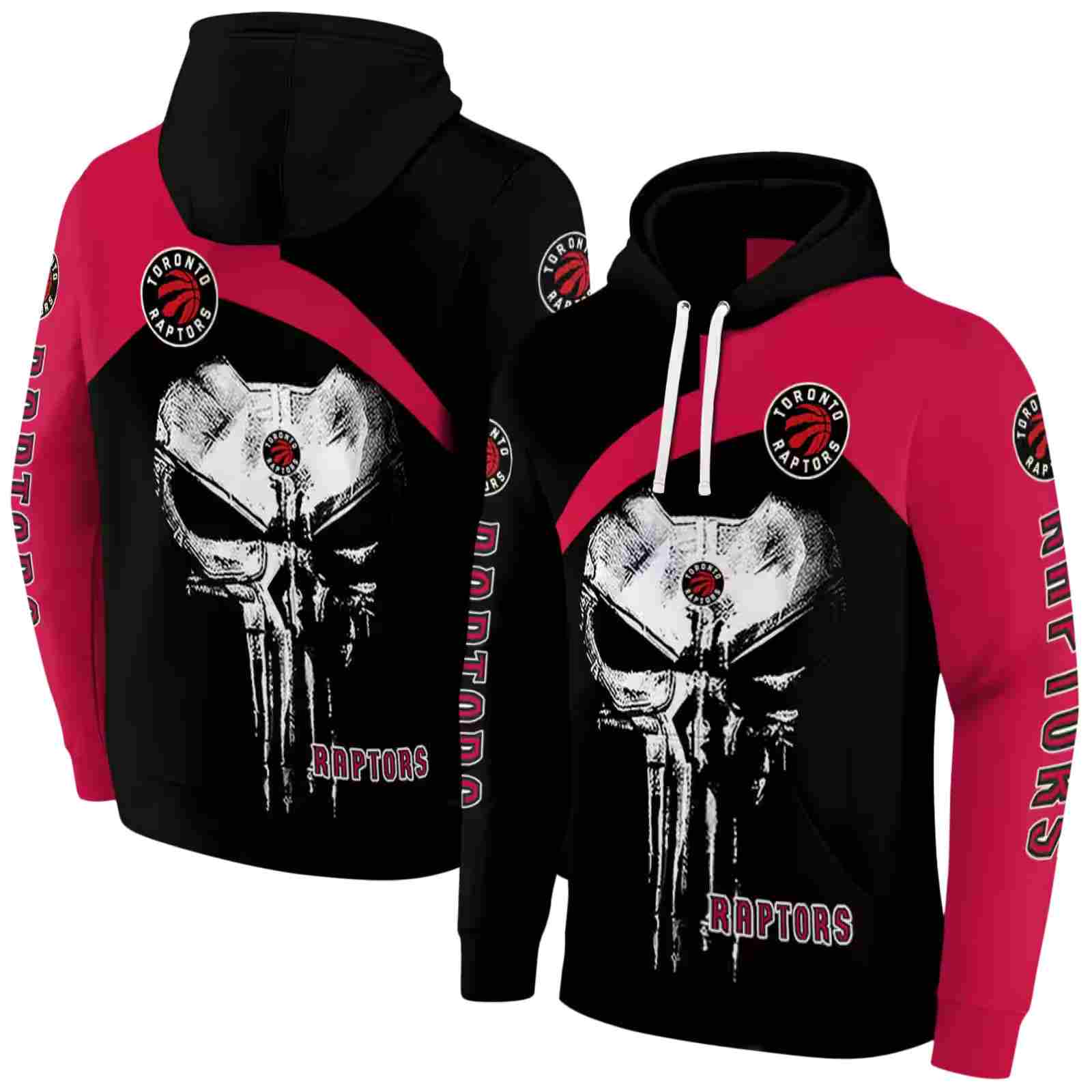 toronto raptors skull punisher black hoodie fashion forward