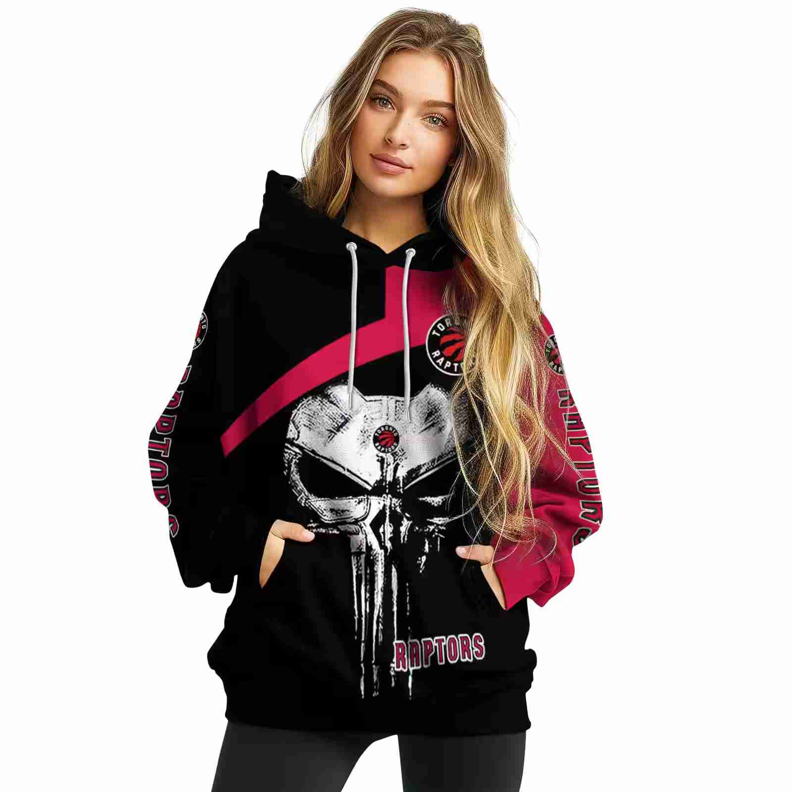 toronto raptors skull punisher black hoodie high quality