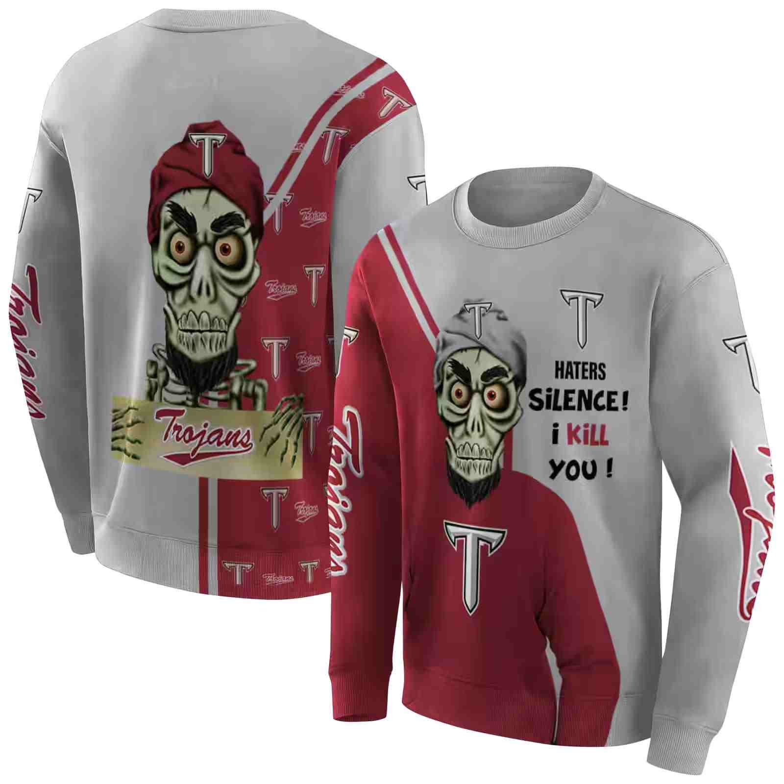 troy trojans achmed skull red hoodie premium grade