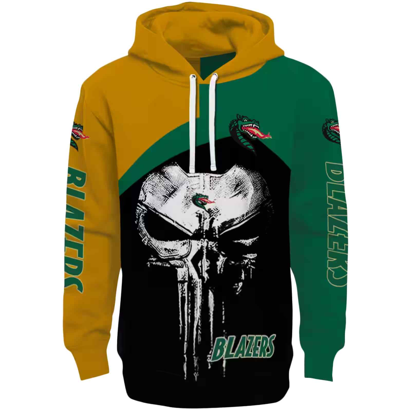 UAB Blazers Skull Punisher Gold Black Hoodie