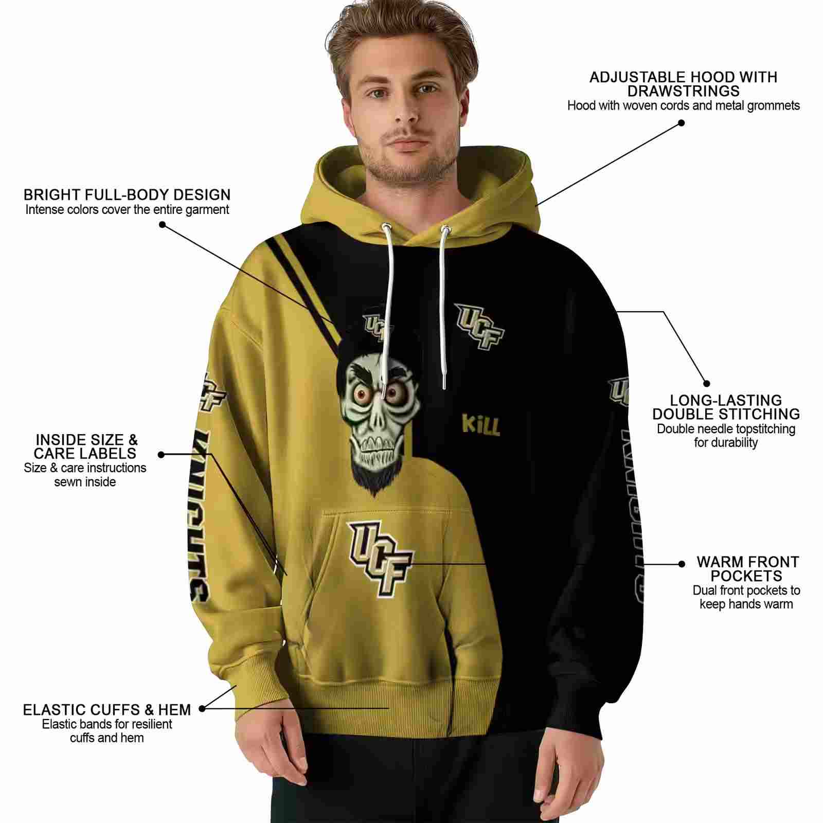 ucf knights achmed skull gold hoodie latest model